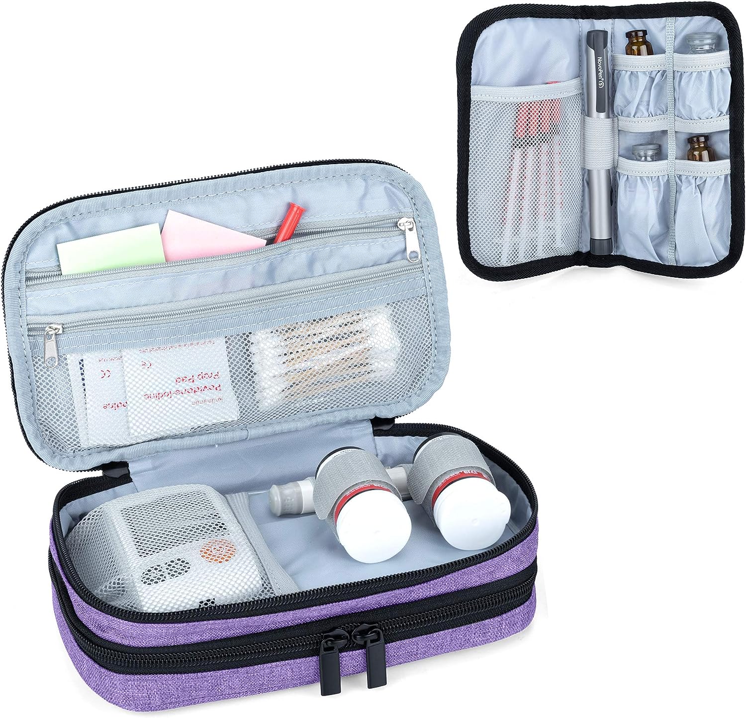 Luxja Insulin Travel Case, Double Layer Insulin Bag for Insulin Pens, Glucose Meter and other Diabetic Supplies (Bag Only), Purple