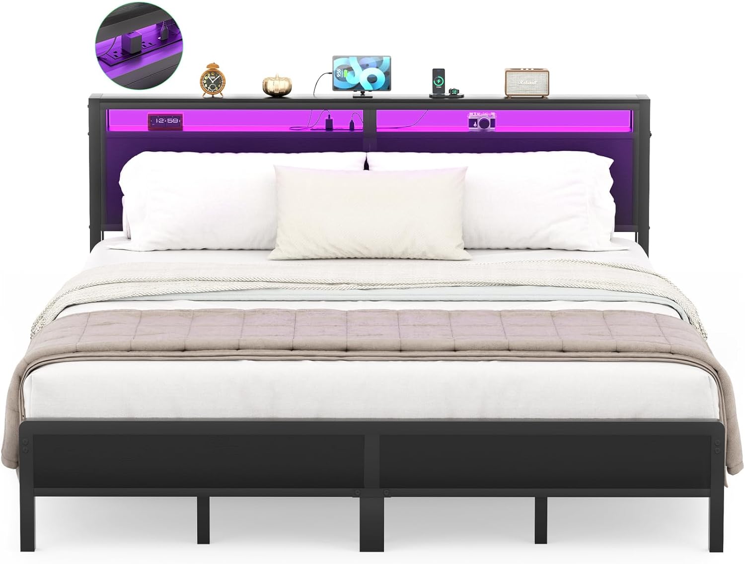 I got this for my teenage son as he had outgrown his twin bed from childhood. He and i out it together in about 2 hours, there are a lot of pieces but its pretty simple to assemble. I love that the entire bed is metal including the slacks so it will definitely hold up for a while! He lives the outlets and usb ports in the headboard and the led lights are a bonus!