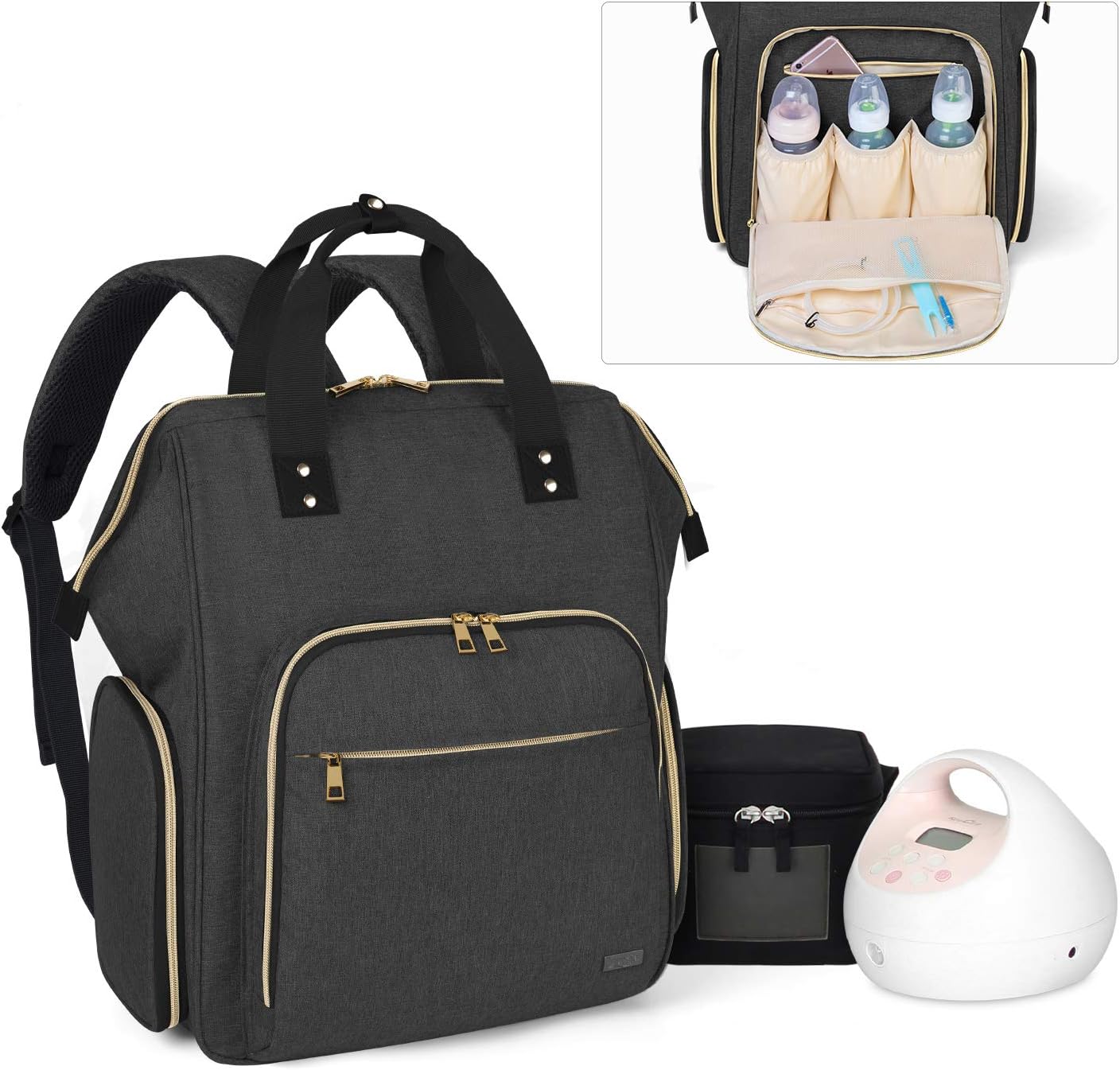 LUXJA Breast Pump Backpack with Pockets for Laptop and Cooler Bag, Pump Bag for Working Mothers