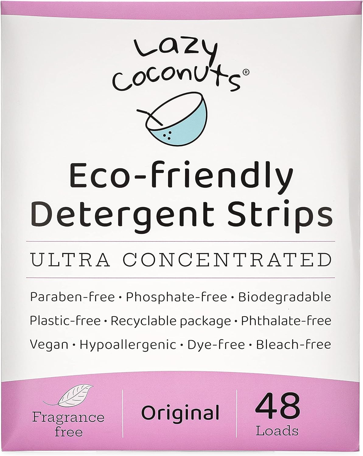 Eco Friendly, Plant Powered Laundry Detergent Strips - Fragrance Free, Unscented, Ultra Concentrated, Earth Friendly No Plastic - Lightweight and Perfect For Home, Dorms, Travel, Camping