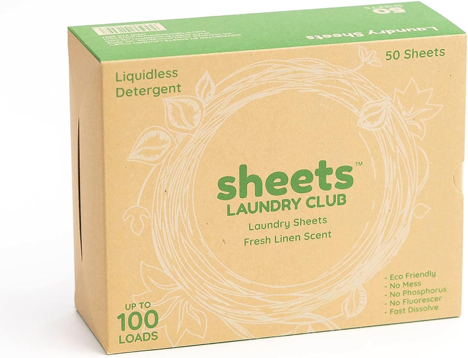 Sheets Laundry Club - US Veteran Owned Company -Laundry Detergent (Up to 100 Loads) 50 Laundry Sheets- Fresh Linen Scent - New Liquid-Less Technology - Lightweight - Easy To Use -