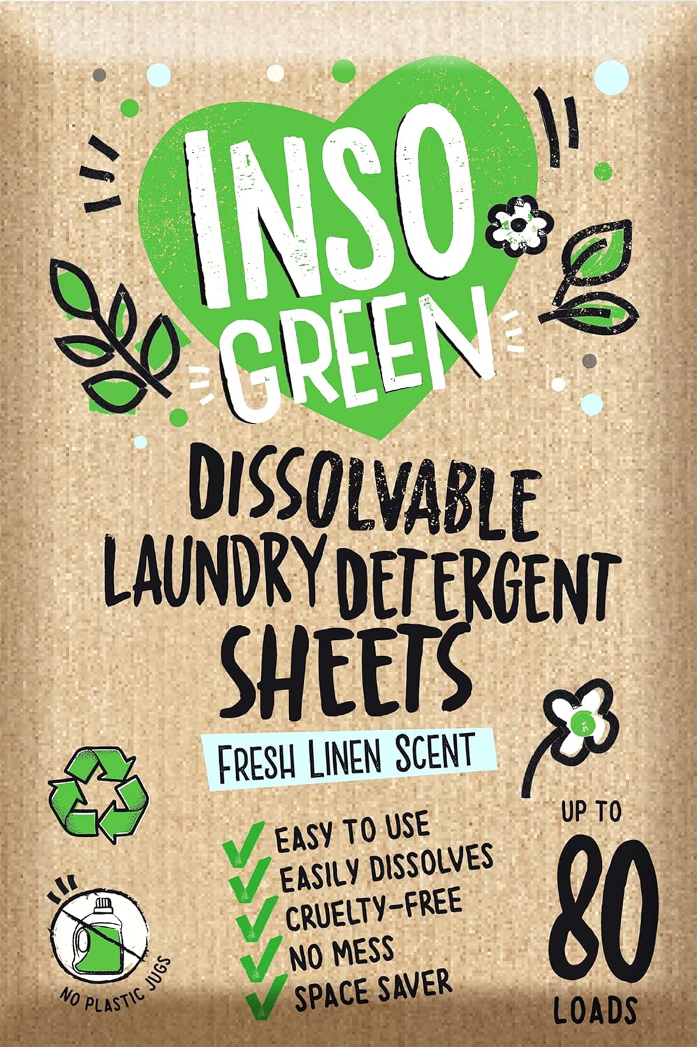 Eco Laundry Detergent Sheets - 80 Loads Laundry Sheets Detergent - 40 No Plastic Jug Washer Sheets - No Mess & Space-Saving Travel Laundry Detergent