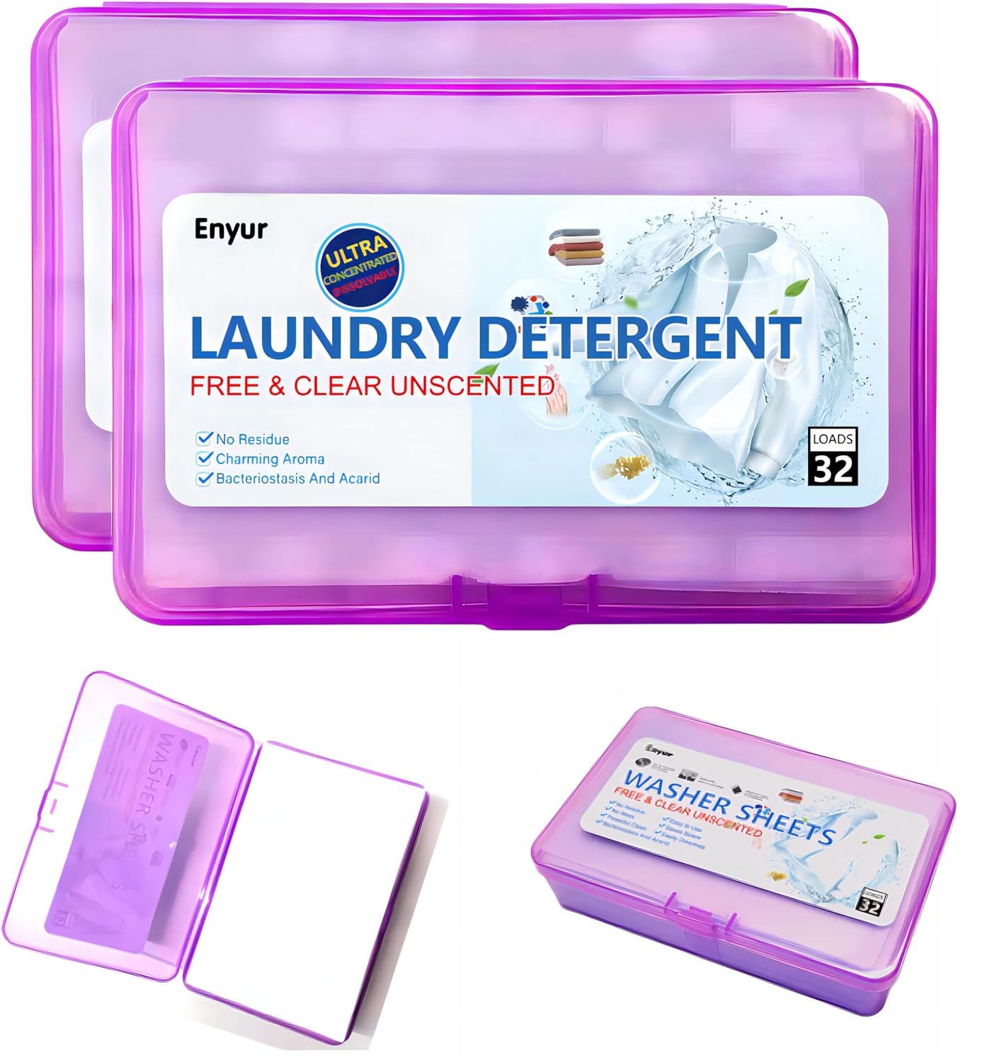 Travel Laundry Detergent Sheets Fresh ScentEasy to Use, More Convenient than Liquids, Powders, Pods and Pacs  Borh for Washing Machine & Hand-Washing - 64 Loads / 2pack
