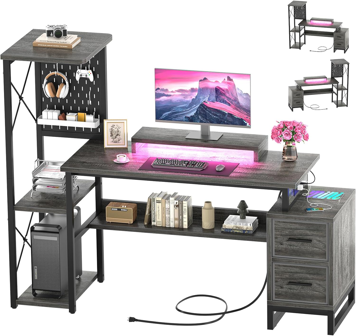 NOT 5 STARS, 10 STARS!!! This desk is amazing. It is easy do assemble because I'm a kid who managed to assemble it with very little help. It looks cool and has good space to display gaming equipment, a laptop, and a monitor. This is why the desk is amazing.