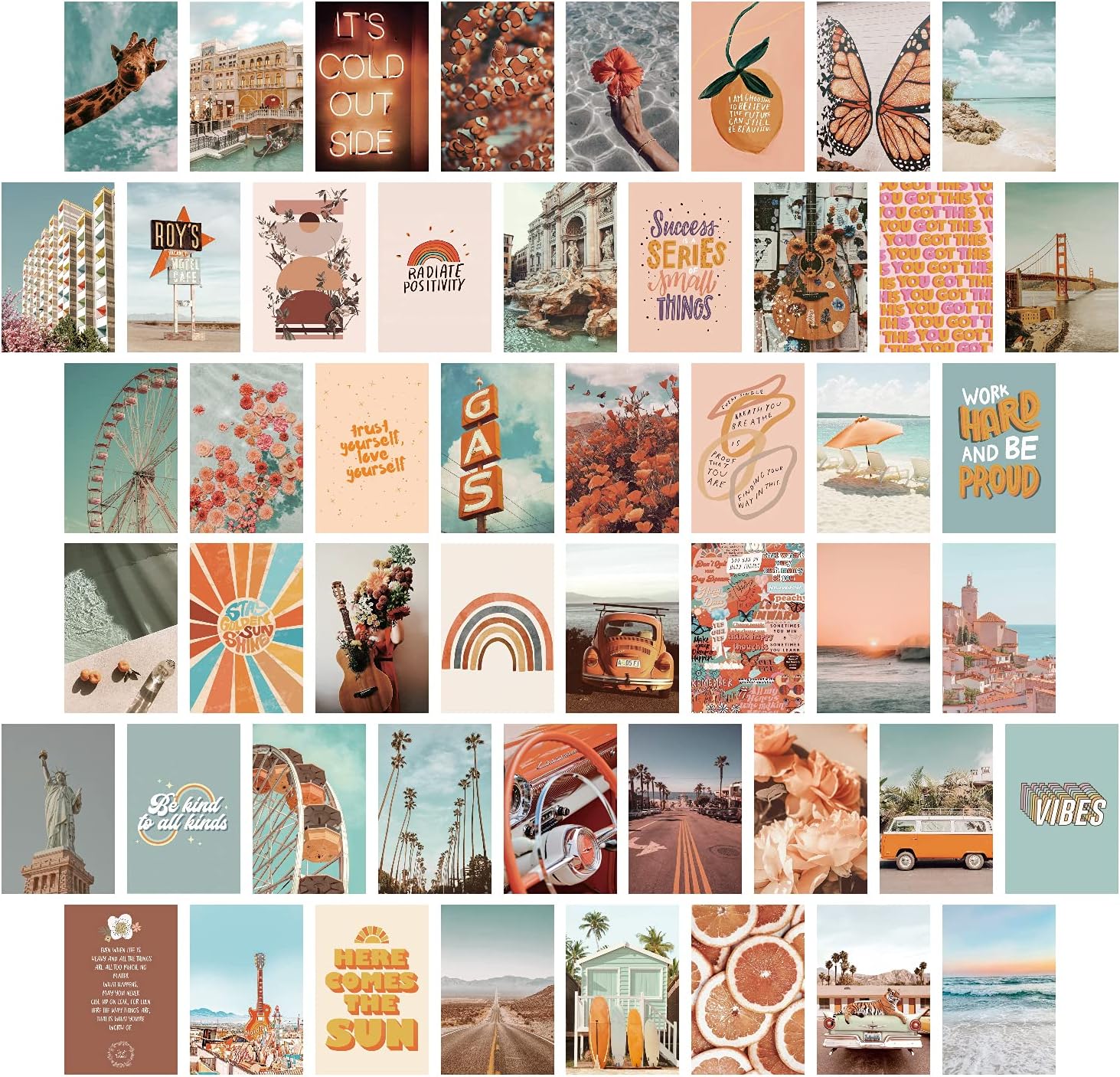 PROCIDA Wall Collage Kit for Teen Girls, Cute Aesthetic Room Decor, Boho Pictures Posters Aesthetic Wall Decor for Teen Girls Room 50 Set 4x6 Inch