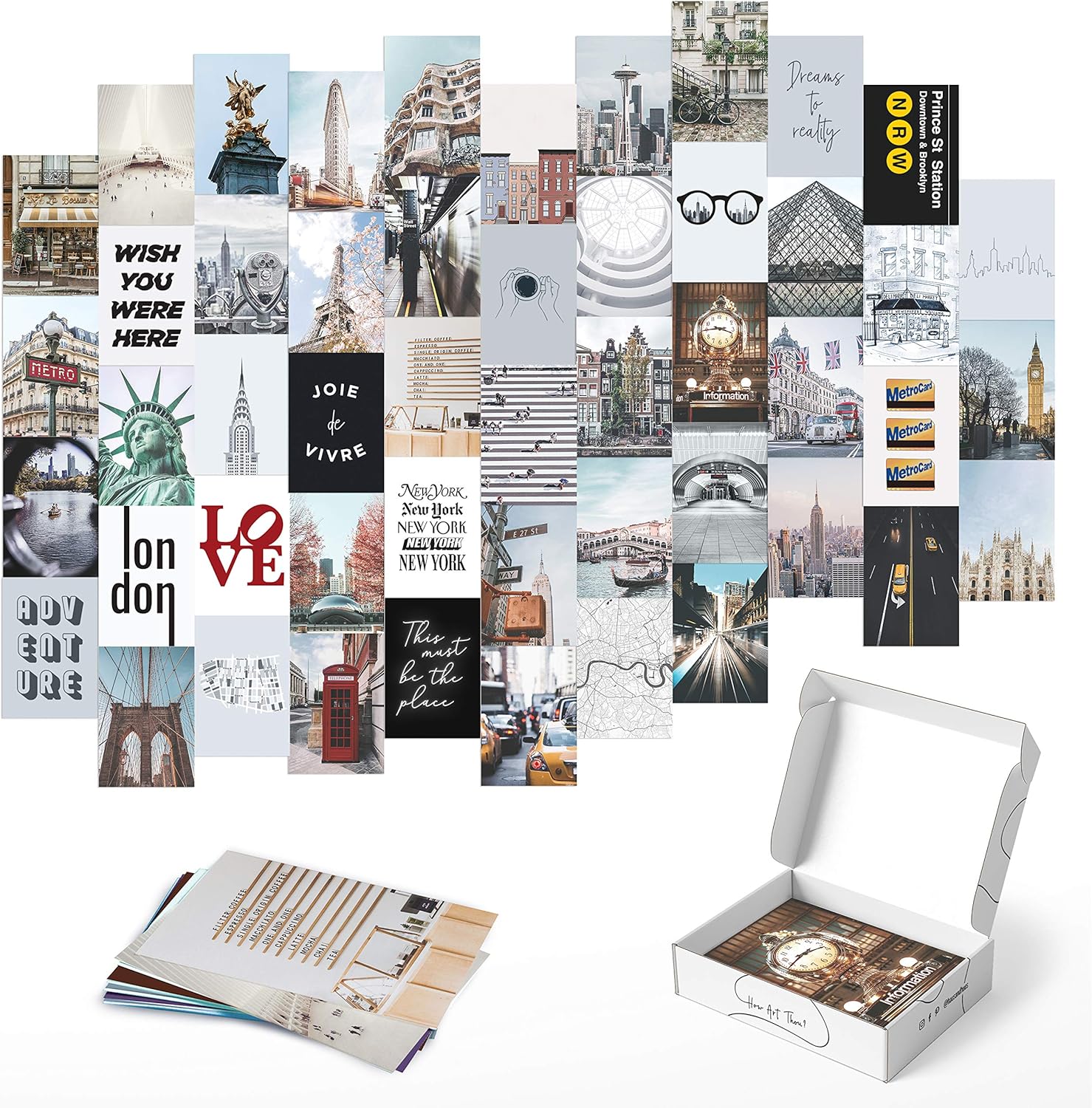 HAUS AND HUES Aesthetic Photo Collage Kit - City Wall Collage Kit, Picture Collage Kit for Wall Aesthetic | Aesthetic New York Collage Kit, Aesthetic Picture Collage | 4 x 6 (City Set of 50)