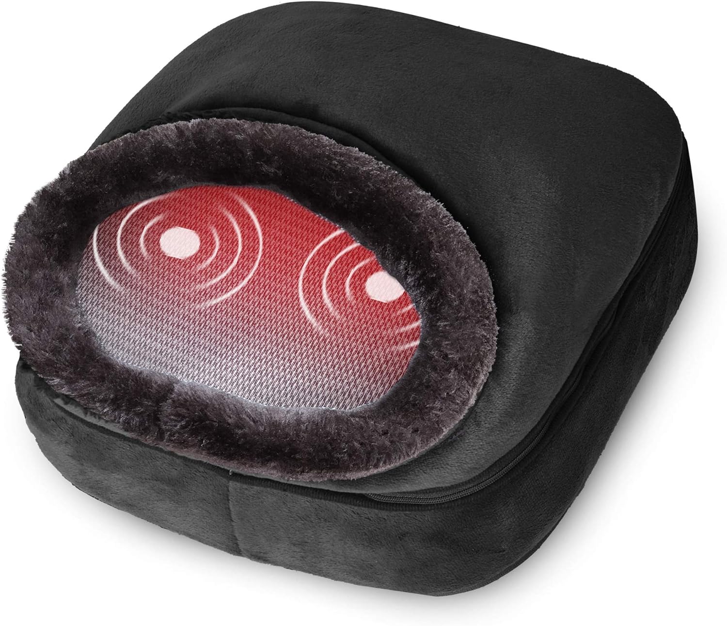 I love this foot warmer/massager. At first I didnt think it heats up all that much but after you start the heater the second time it gets pretty warm. The vibrating massager is just quiet enough that I can have it running with my feet in there while im in my cubicle at work and so far no one has said anything about the noise. The vibration is not too soft and not too strong. My only complaints are I wish there was an option to turn on either heat or massager. Not both and then to pick which one 