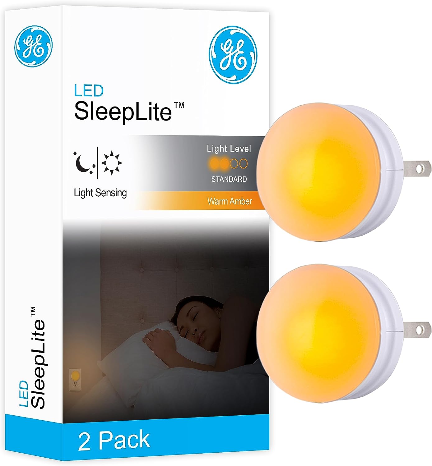 GE SleepLite LED Night Light, 2 Pack, Melatonin, Dusk-to-Dawn Sensor, Natural Sleep Aid, Warm Amber, Compact, Ideal for Bedroom, Nursery, Bathroom, Hallway, 45247, 2 CountGreat little night lights. I have one in the bathroom and one in the kitchen. It' just enough to navigate the area around it and has a very pleasant soft yellow glow that' easy on dark adjusted eyes. And I don't have one in the bedroom but I'd feel confident saying it would be quite nice as it is in the other rooms. Not brigh