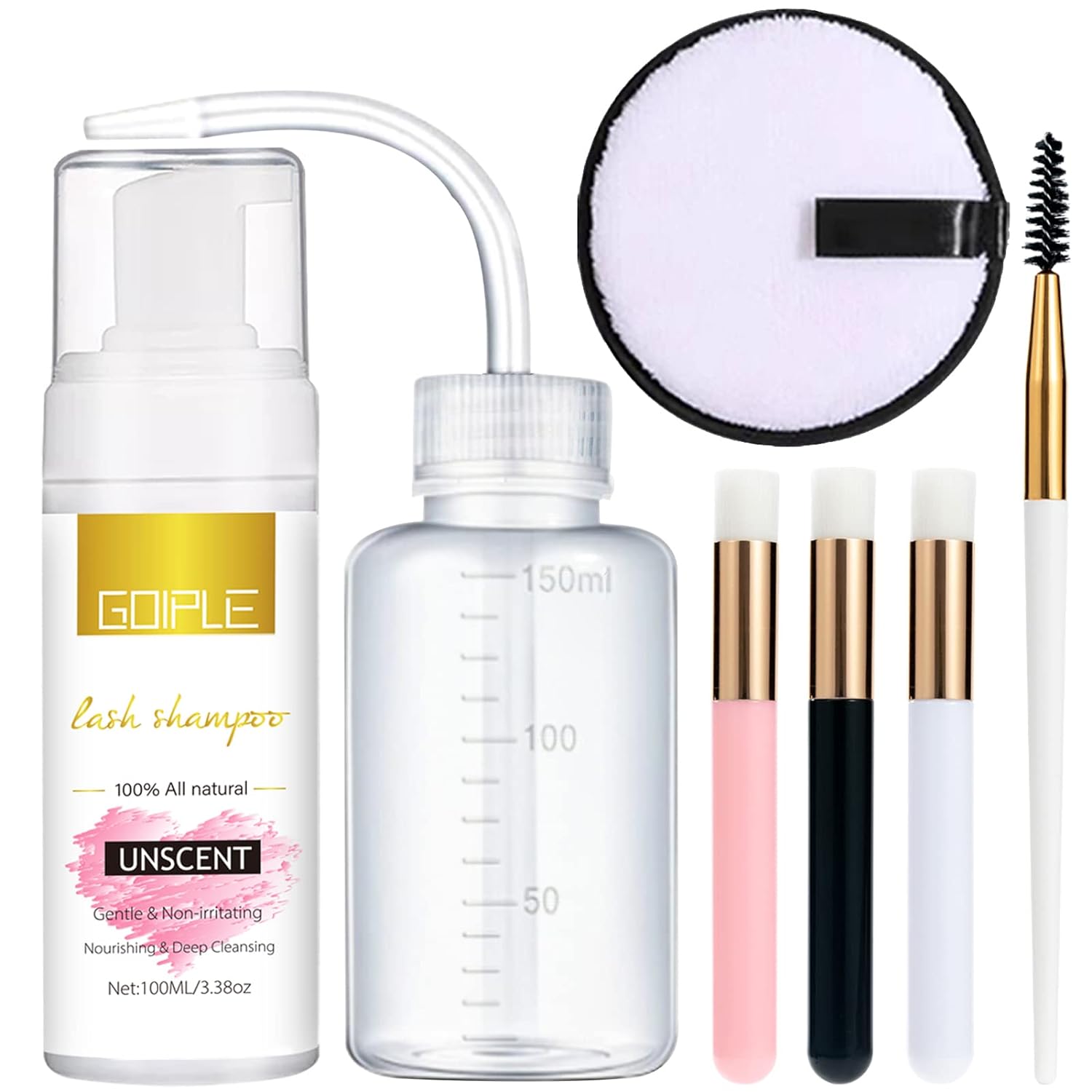 3.38OZ Eyelash Extension Cleanser Lash Mousse Unsent Lash Shampoo for Extensions, Natural Lashes Makeup & Mascara Remover Professional & Self