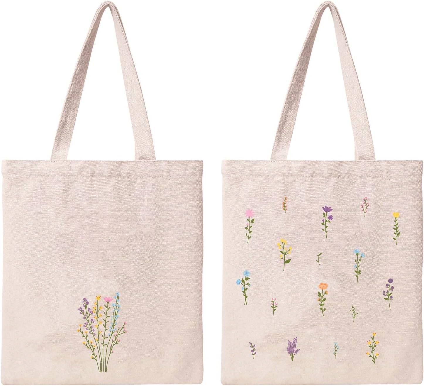Floral Cotton Canvas Tote Bag Minimalist Bouquet Aesthetic Tote Bag Reusable Canvas Shopping Wildflower Botanical Flower Tote Bag