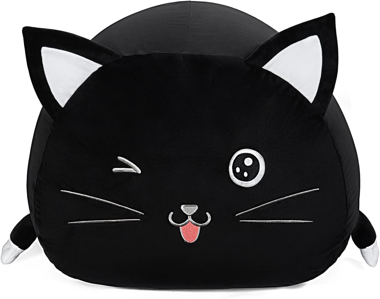 Black Cute Cat Toy Organizers Stuffed Animal Storage Bean Bag Chair for Boys and Girls, Home Game & Recreation Room Kids Furniture Beanbags