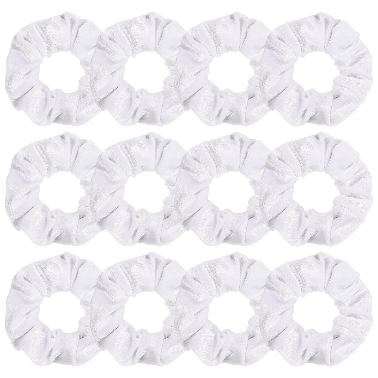 Whaline 12 Pieces Hair Scrunchies Velvet Elastics Scrunchy Bobbles Soft Hair Bands Hair Ties for Women Teenage Girls (White)