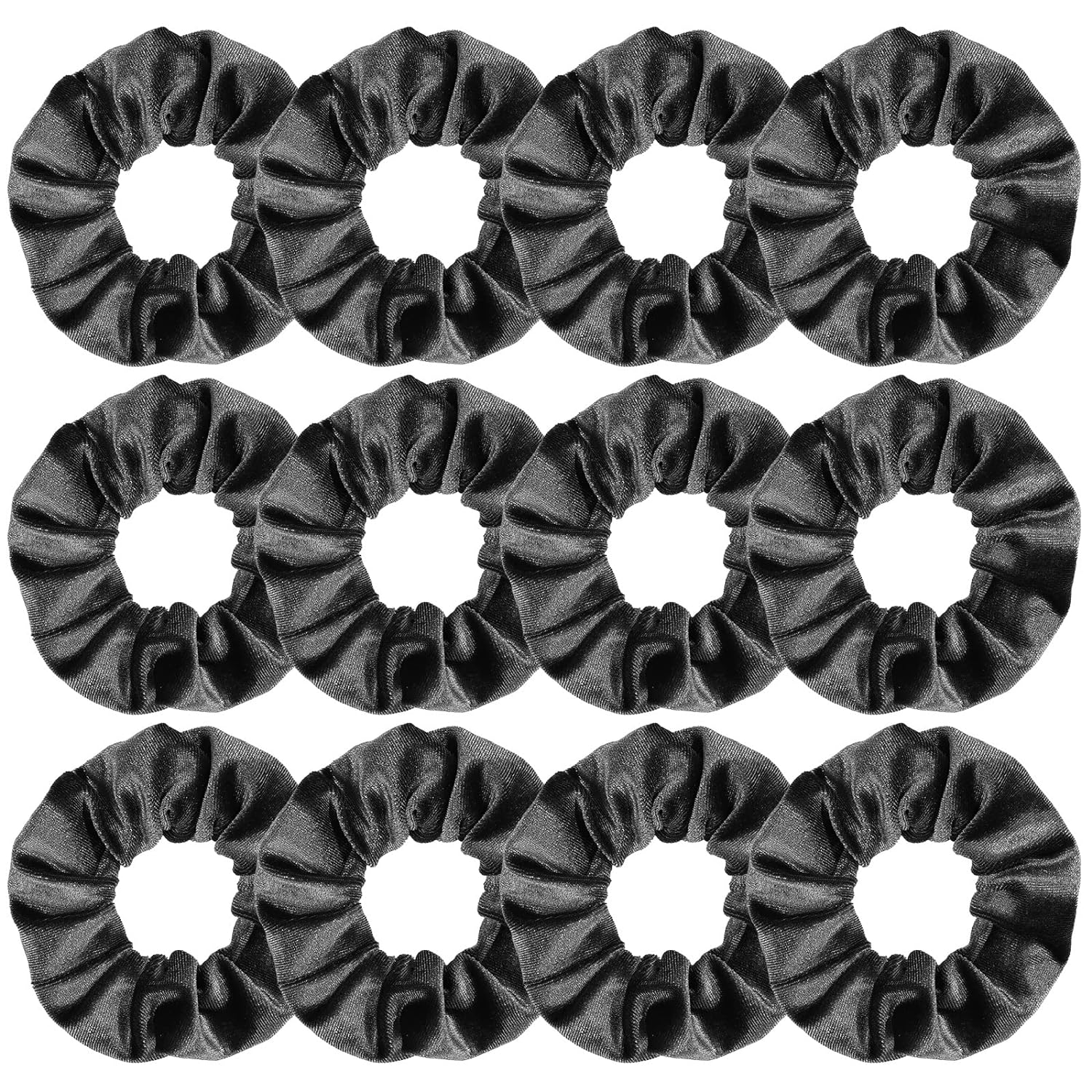 Whaline 12 Pieces Hair Scrunchies Velvet Elastics Scrunchy Bobbles Soft Hair Bands Hair Ties for Women Teenage Girls (Gray)