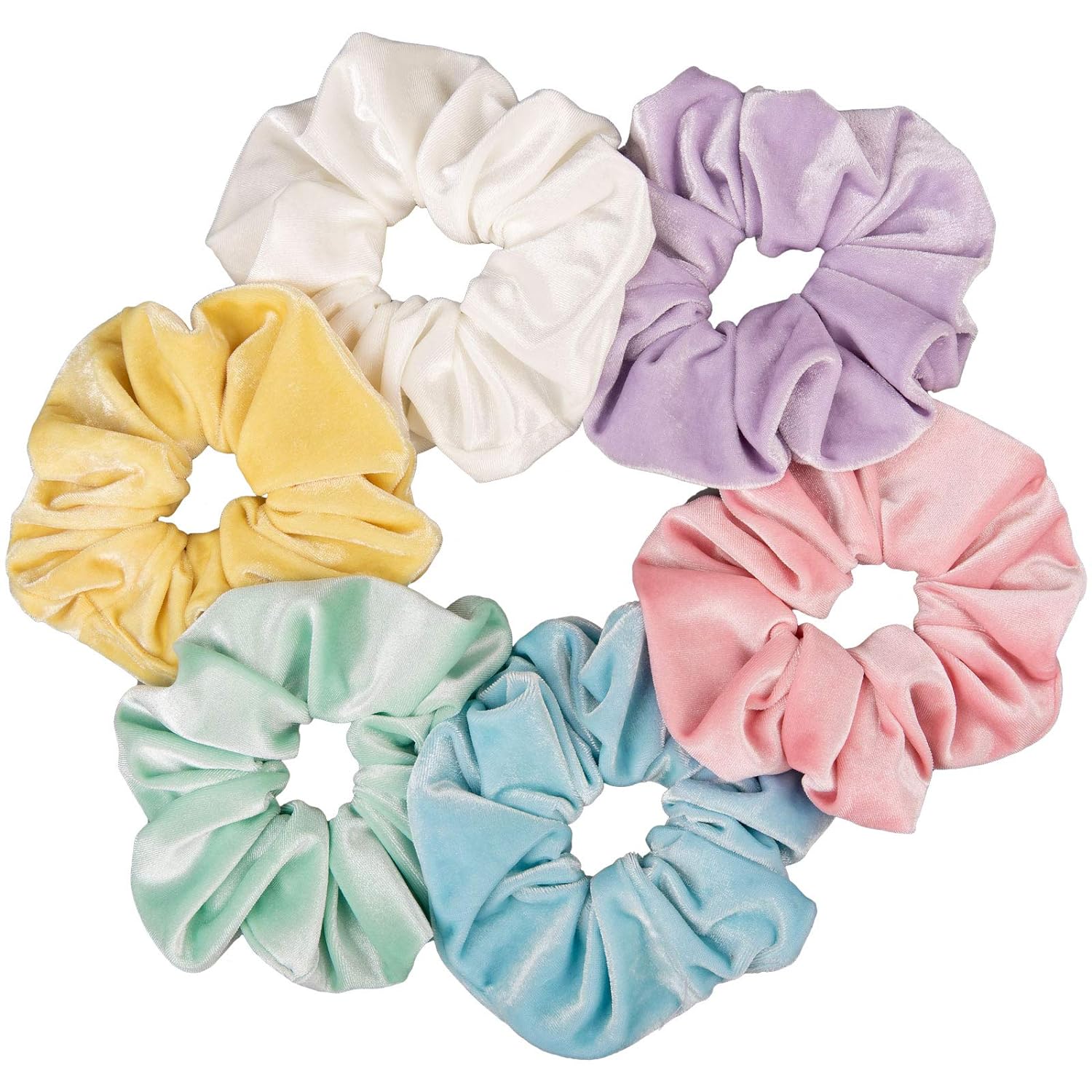 Whaline Pastel Hair Scrunchies Large Velvet Elastic Scrunchy Bobbles Ice Cream Color Hair Bands Soft Hair Ties Hair Accessories for Girls Women, 6 Colors