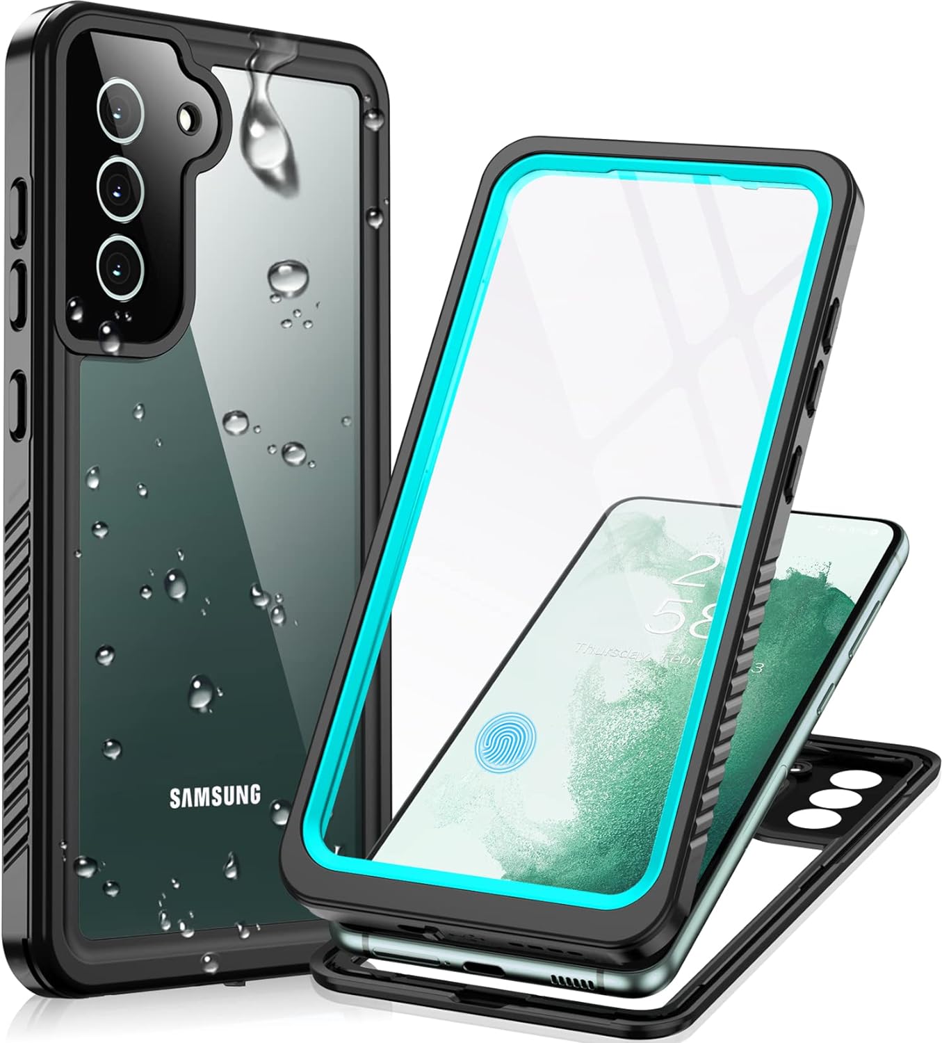 Temdan Designed for Samsung Galaxy S22 Case,Waterproof Samsung S22 Case with Built-in Screen Protector Shockproof Dustproof Heavy Duty Full Body Protective Case for Samsung Galaxy S22 5G 6.1'' Blue