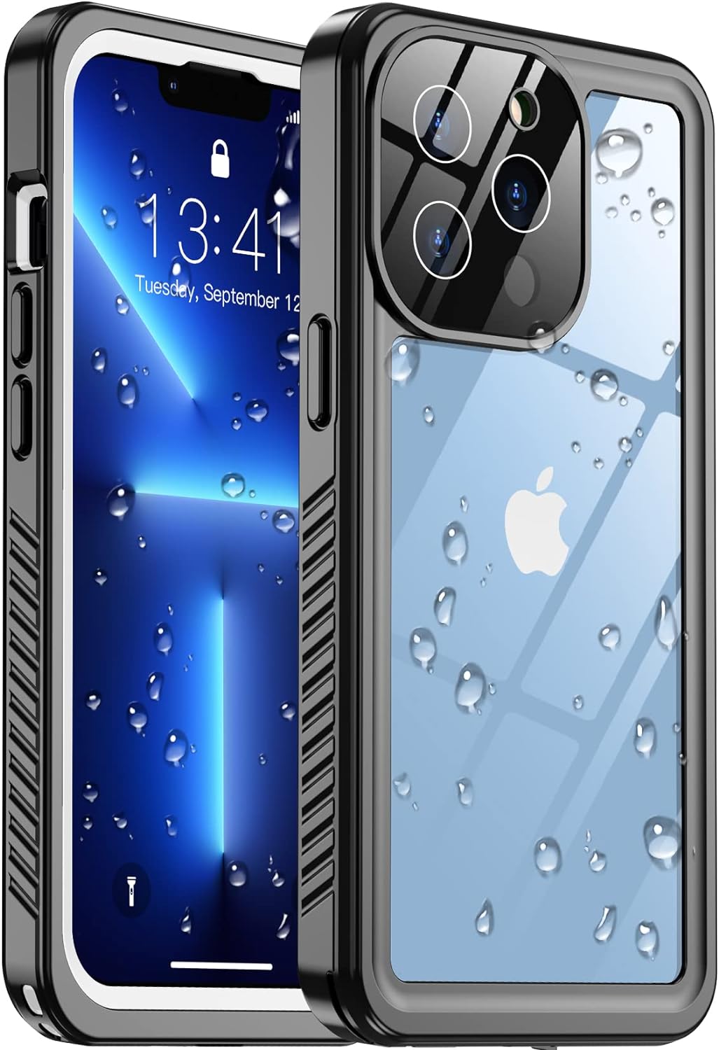 Temdan [Real 360 for iPhone 13 Pro Max Case Built-in 9H Tempered Glass Camera Lens & Screen Protection [13FTMilitary Dropproof][Full-Body Shockproof][IP68 Underwater] White
