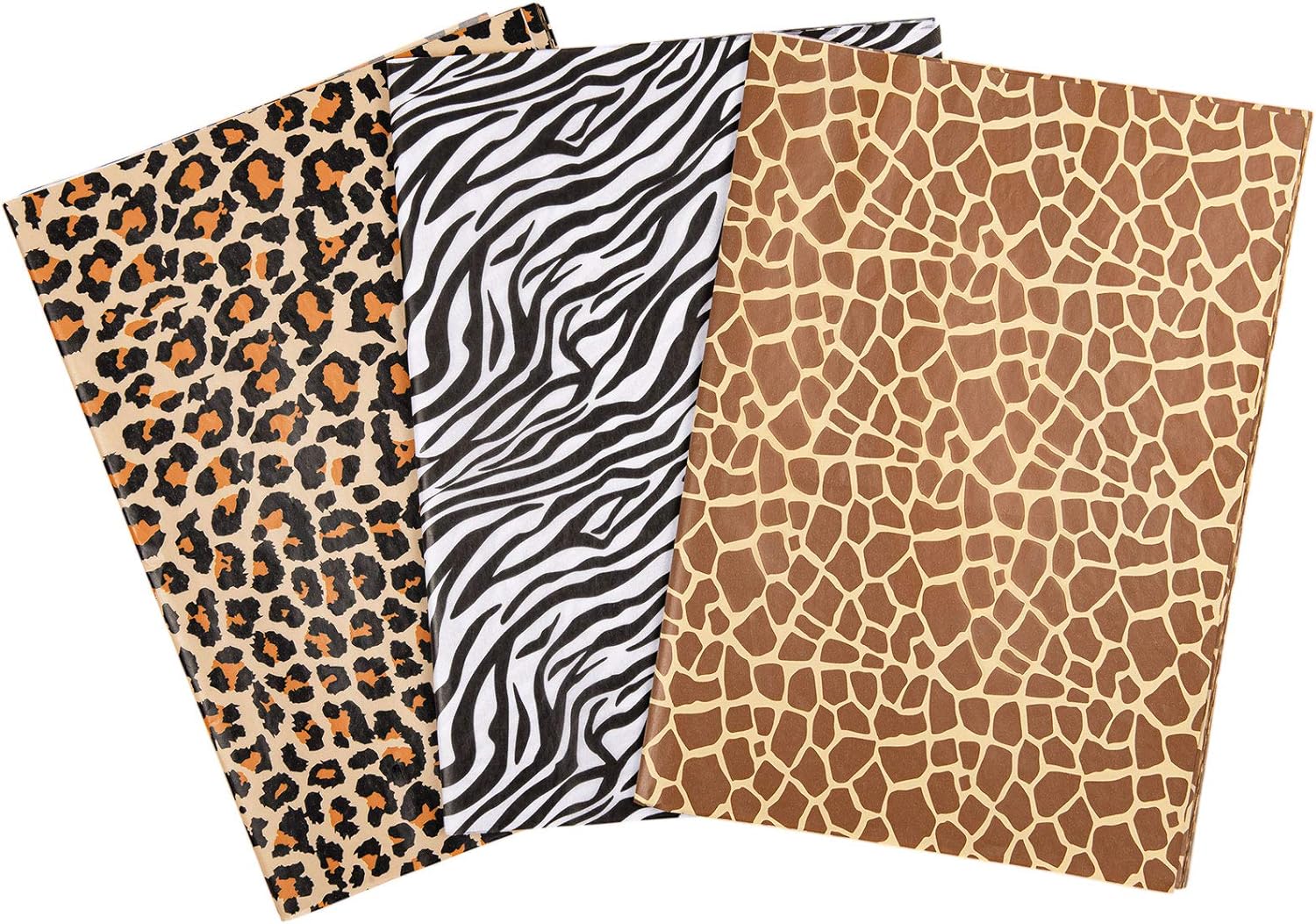 Whaline Animal Skin Print Tissue Paper 90 Sheet Leopard Zebra Giraffe Print Tissue Paper 3 Styles Patterned Wrapping Paper Gift Tissue Paper Assortment for Birthday Holiday Bags, 14 x 20
