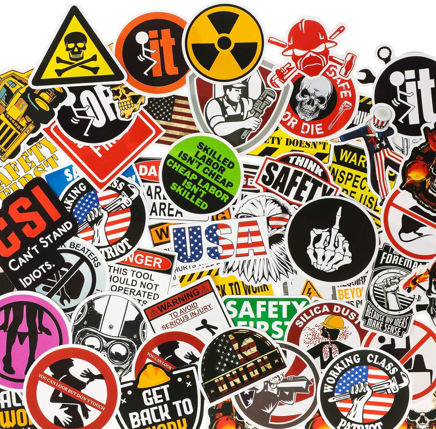 300 Pieces Hard Hat Stickers Funny Stickers for Tool Box Helmet Welding Construction Union Iron Lineman Oilfield Electrician, Make People Laugh at Work (Classic Style)