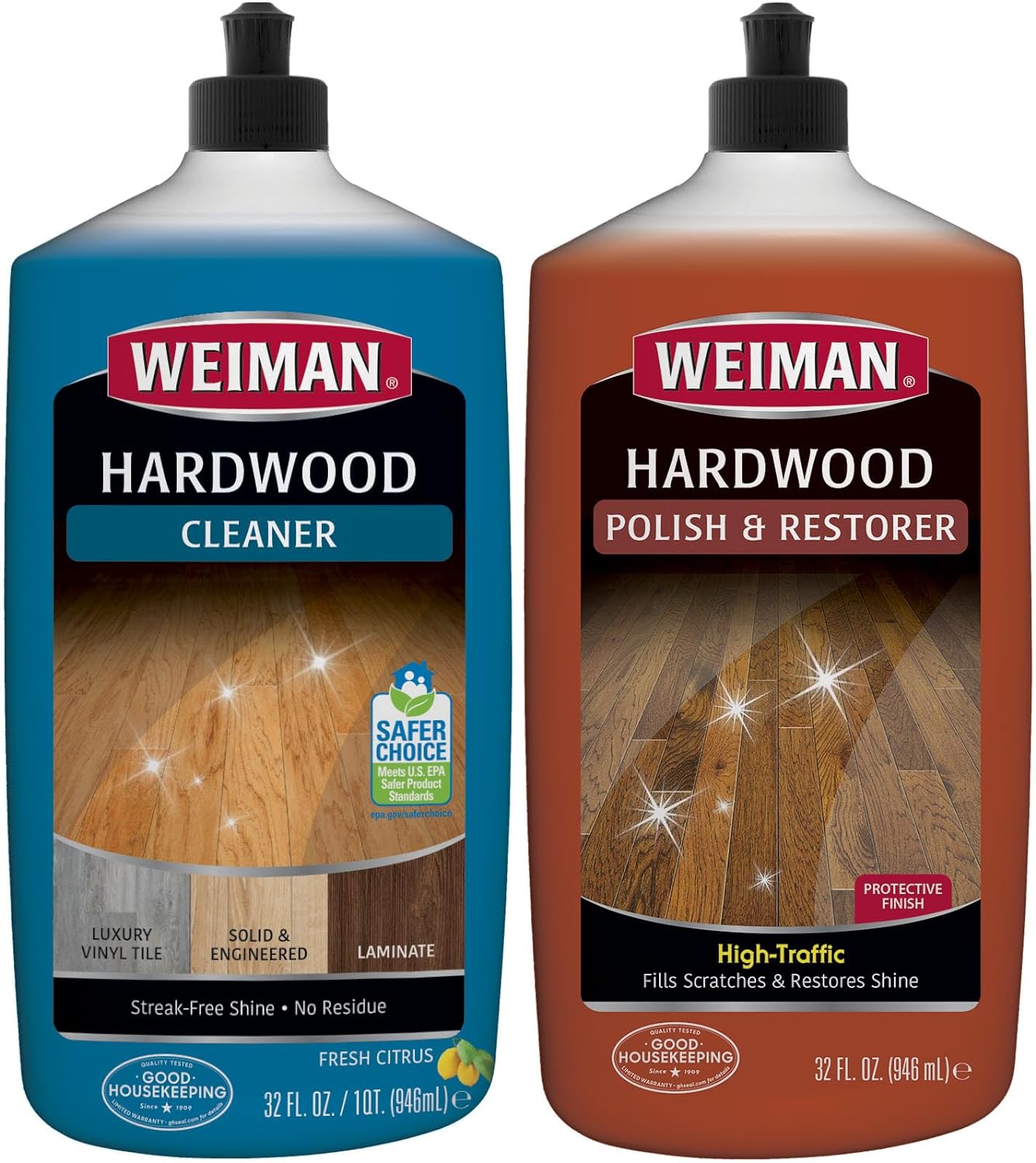 Weimans floor cleaner does a great job and is super easy to use. The wood floor polisher is even greater. My 20 year old wood floors are shining and look brand new after using. The shine lasts for weeks!Highly recommend.