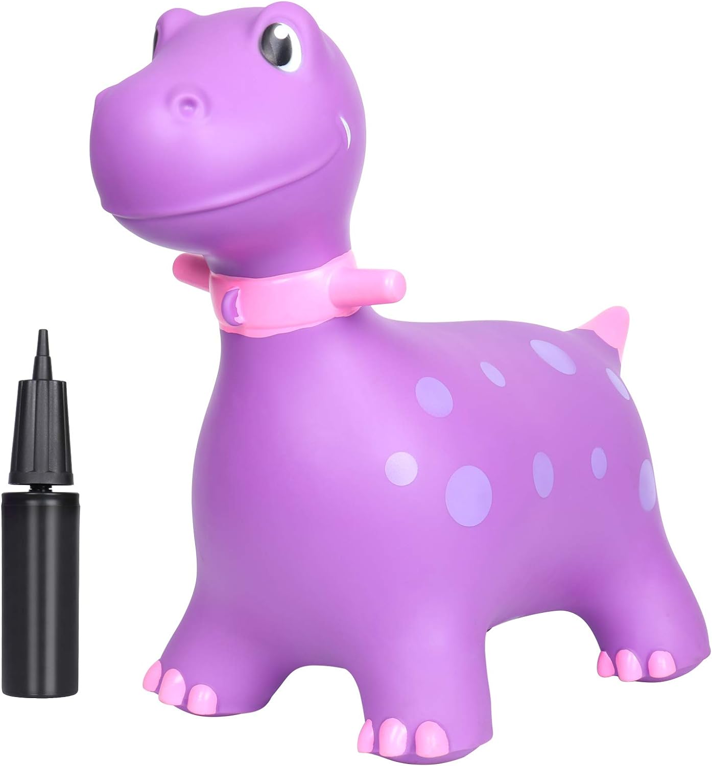 AOLIGE Dinosaur Bouncy Horse Hopper Ride On Animal Toys with Pump Inflatable Jumping Horse for 1, 2, 3, 4, Year Old Kids Toddlers Girls (Purple)