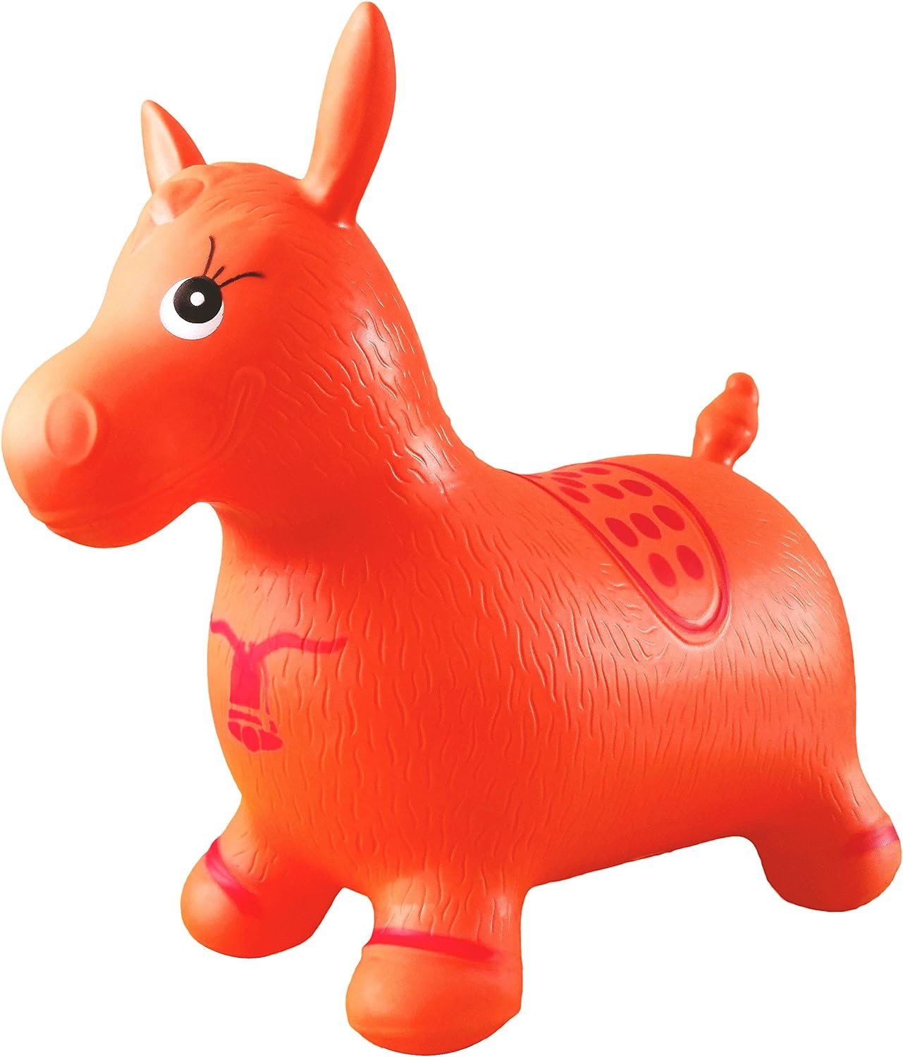 AppleRound Horse Bouncer with Hand Pump, Inflatable Space Hopper, Ride-on Bouncy Animal (Orange)