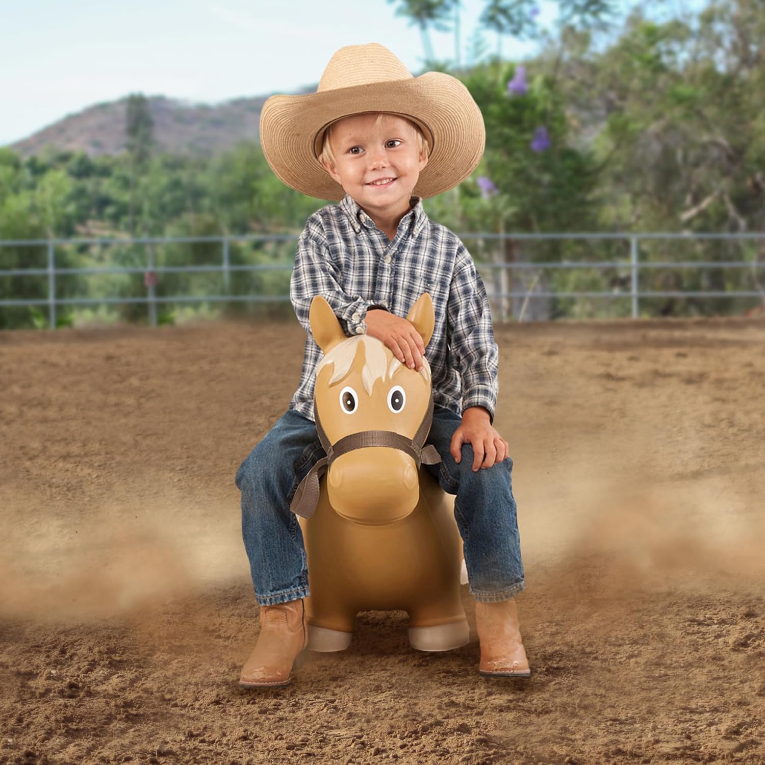 Big Country Toys Lil Bucker Horse Kids Toys - Rodeo Ride On Toys for18 Months to 3  Years - Bouncy Animals for Toddlers - Inflatable Hopper Horse Toys with Hand Pump