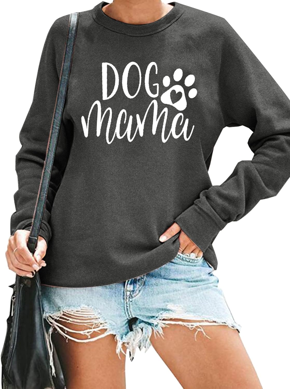 ALLTB Dog Mom Sweatshirt Women Dog Mama Shirt Pullover Cute Dog Sweater Long Sleeve Letter Print Tshirt Tops