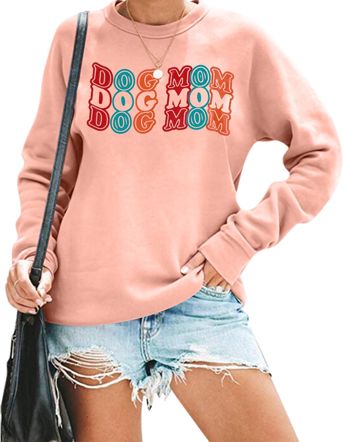 ALLTB Dog Mom Sweatshirt Women Dog Mama Shirt Pullover Cute Dog Sweater Long Sleeve Letter Print Tshirt Tops