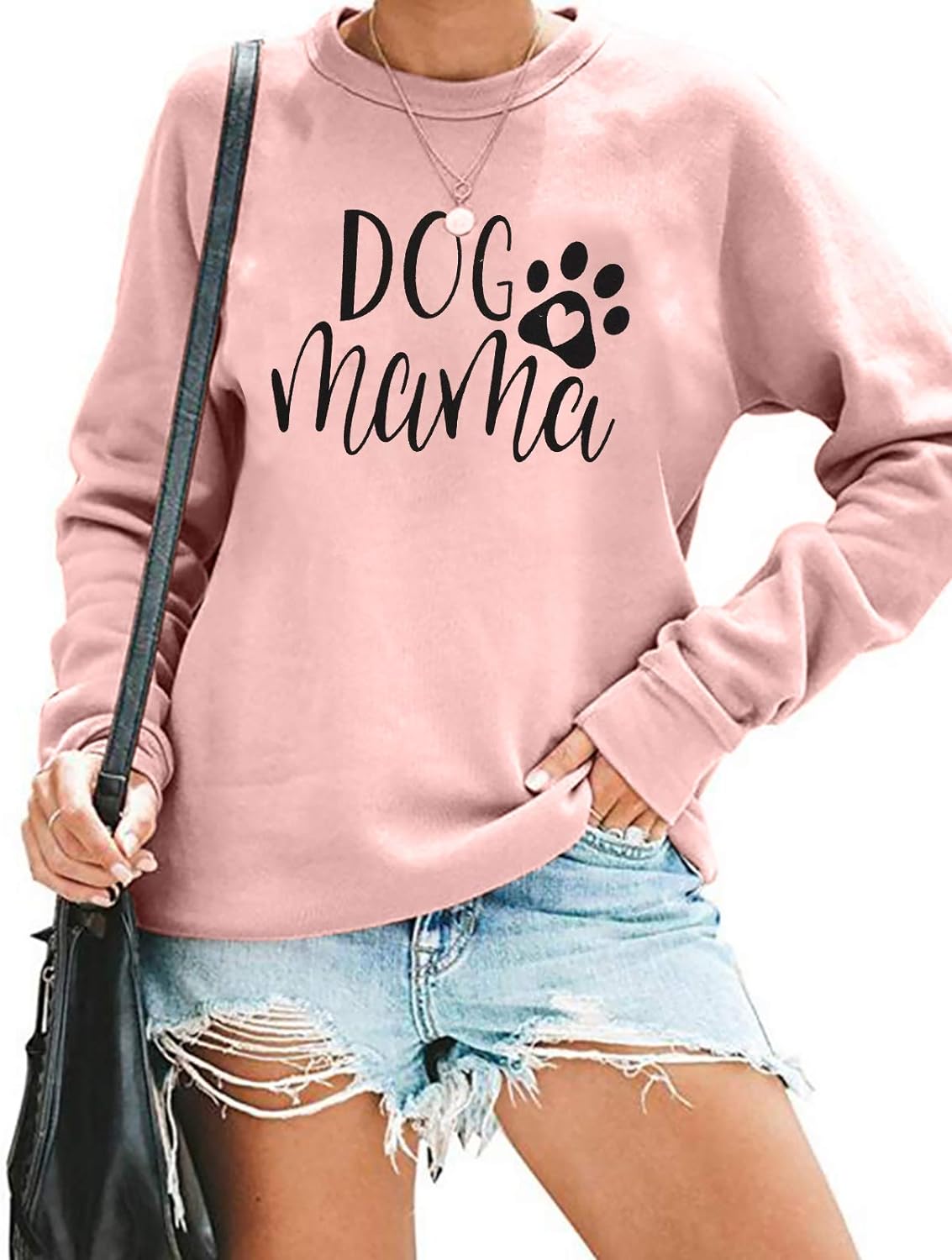 ALLTB Dog Mom Sweatshirt Women Dog Mama Shirt Pullover Cute Dog Sweater Long Sleeve Letter Print Tshirt Tops