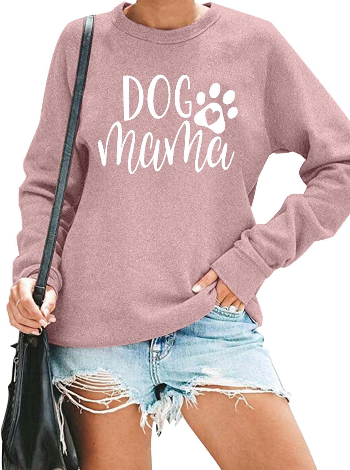 ALLTB Dog Mom Sweatshirt Women Dog Mama Shirt Pullover Cute Dog Sweater Long Sleeve Letter Print Tshirt Tops