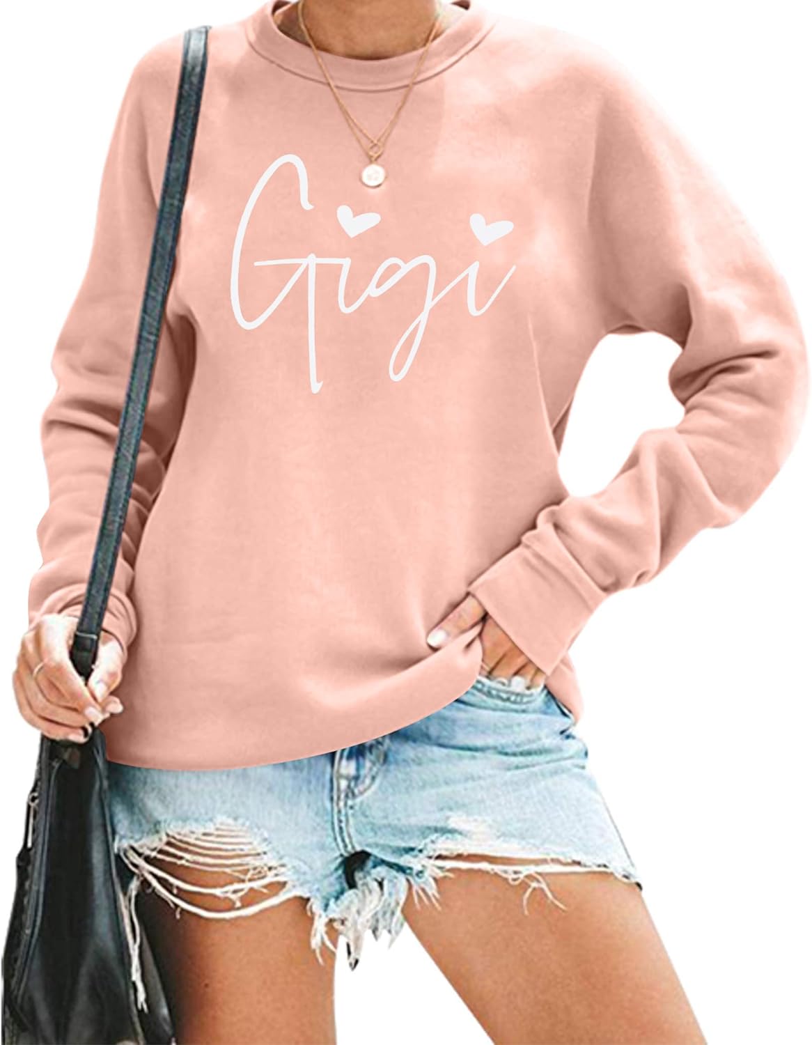 ALLTB GIGI Sweatshirt Women Gigi Heart Graphic Gigi Gifts for Grandma Casual Long Sleeve Nana Mothers Day Tops