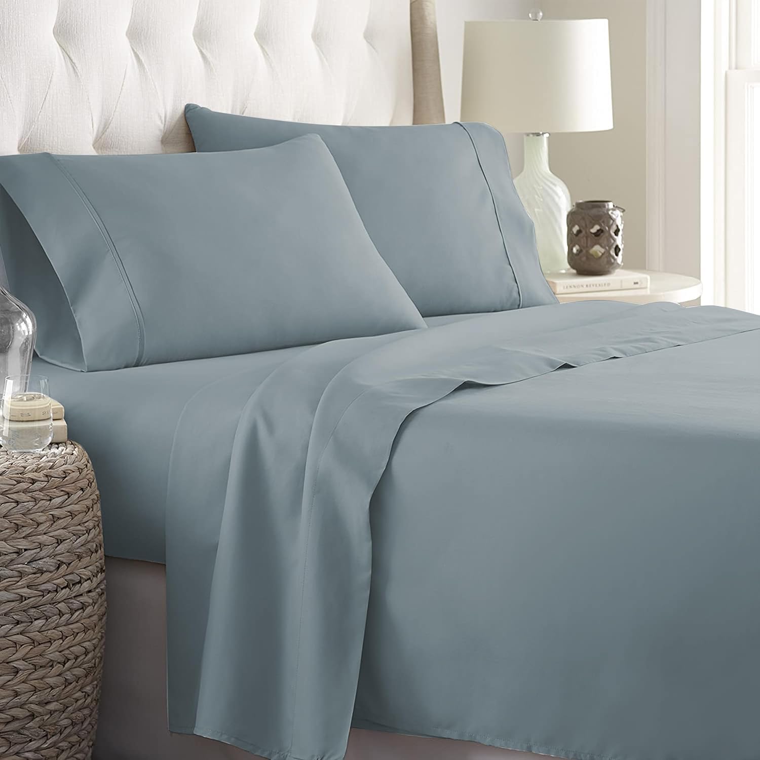 Danjor Linens Twin XL Sheets - Hotel Luxury Essentials Bedding - 4 pc Soft Bedding & Pillowcases Set with Deep Pockets - Breathable Bed Sheets, Wrinkle Free - Spa Blue Sheets