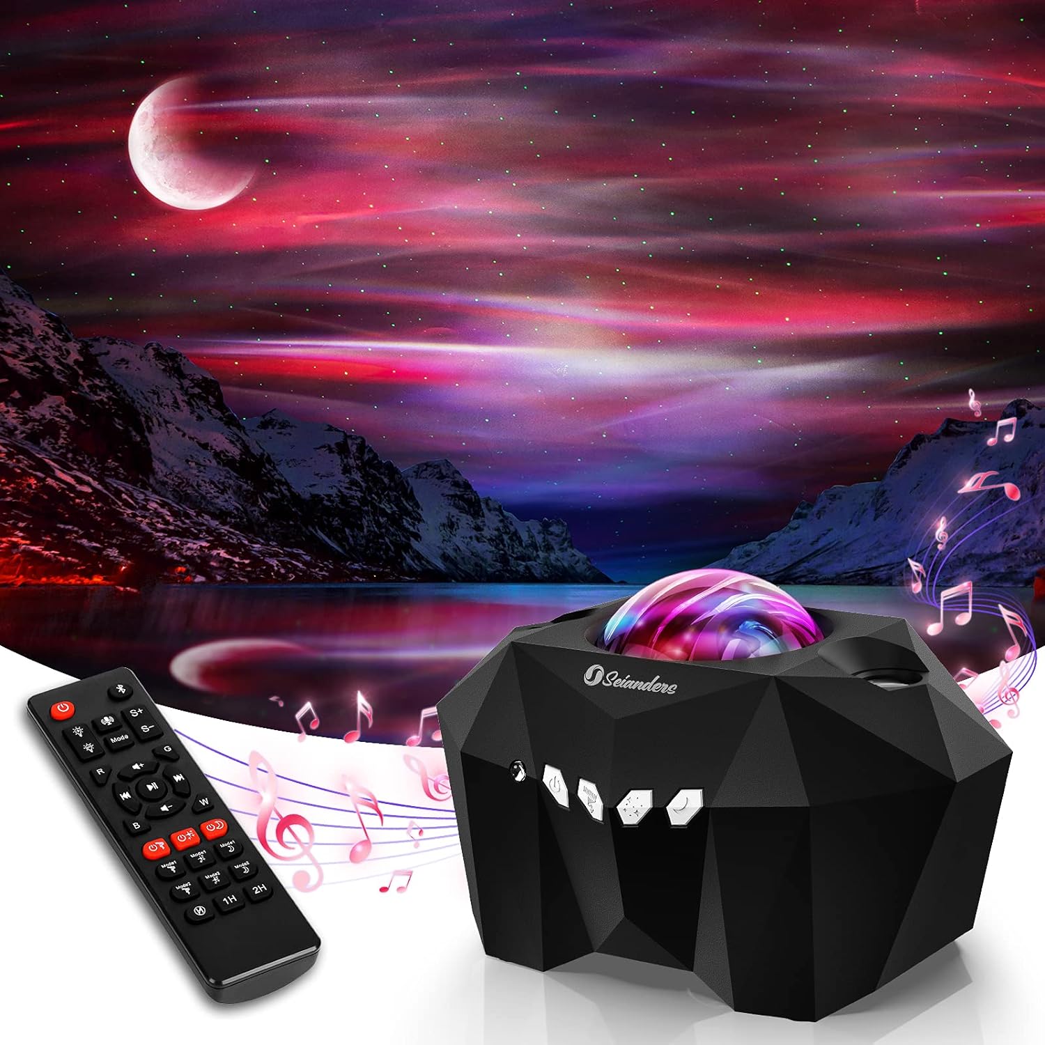 Aurora Lights Star Projector, Seianders Galaxy Projector with Remote Control, Sky Night Light Projector for Kids Adults, Bluetooth Music Speaker, Room Decor for Bedroom/Ceiling/Party/Home