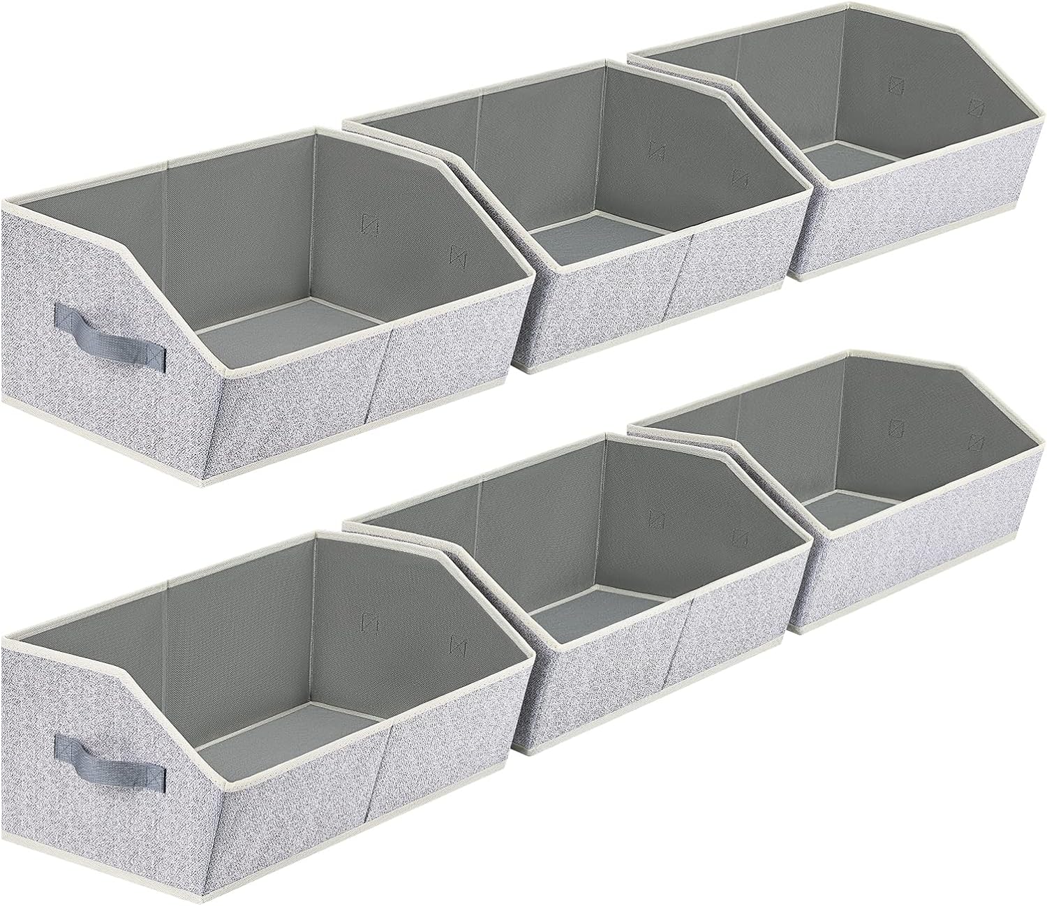 Trapezoid Storage Bins - Foldable Closet Organization, Fabric Storage Baskets for Shelves, Linen Closet Organizers and Storage for Toys, Clothes, 6 Packs (Blended)