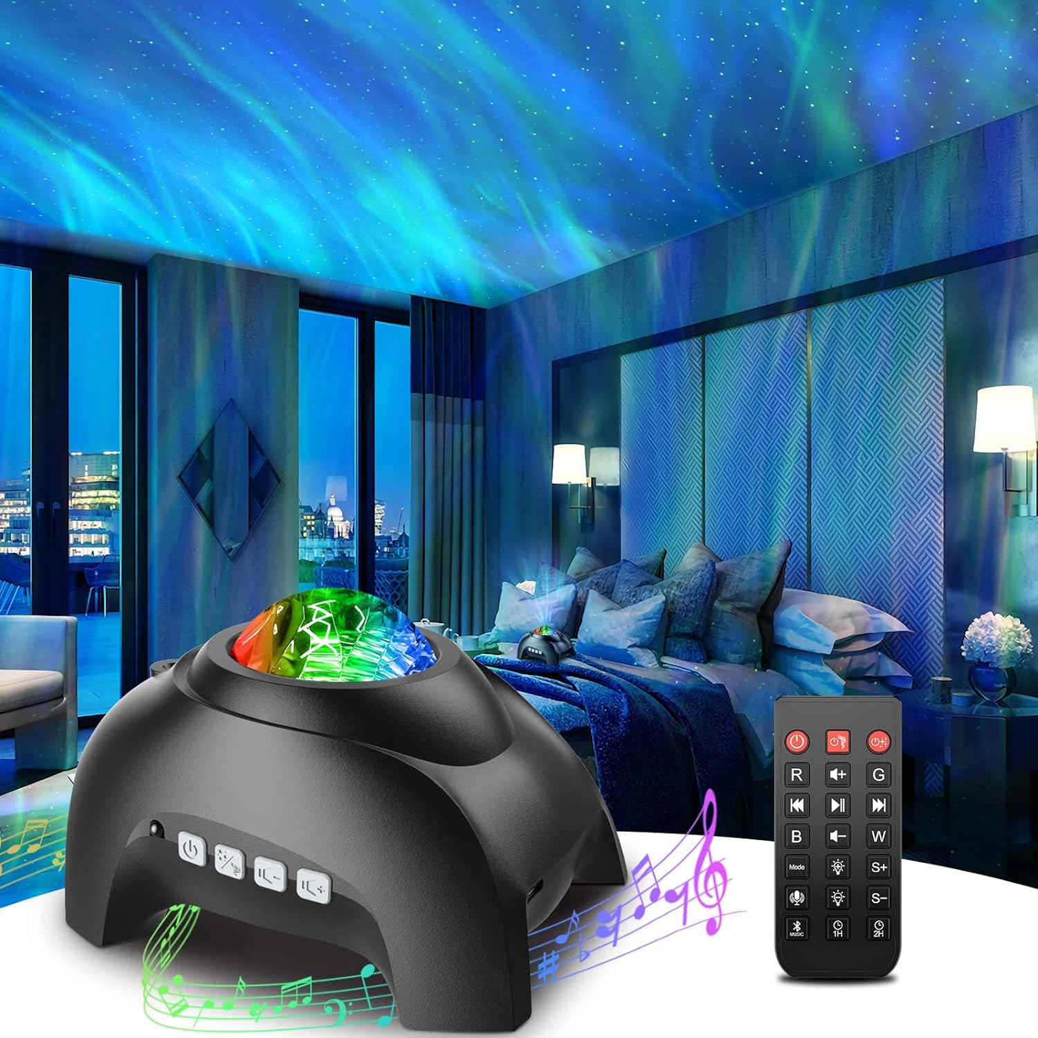 Galaxy Projector, Star Projector LED Lights for Bedroom, White Noise Aurora Projector, Night Light for Kids Room, Adults Home Theater, Ceiling, Room Decor, Gift for Christmas, Birthday