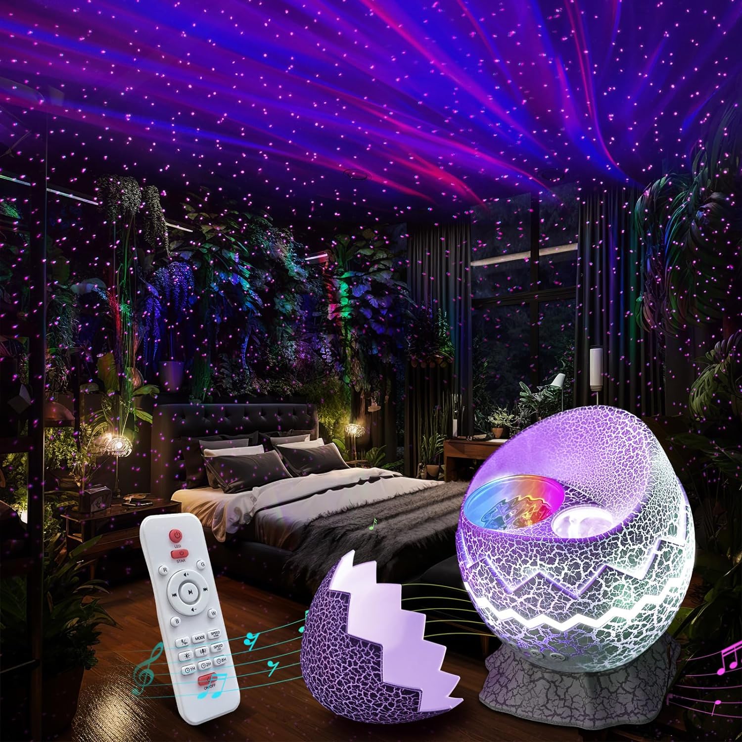 Star Projector, Galaxy Light Projector White Noise Bluetooth Speaker with Remote Control, Aurora Projector Starry Night Light Projector for Kids Adults, Home Theater, Ceiling, Home Decor