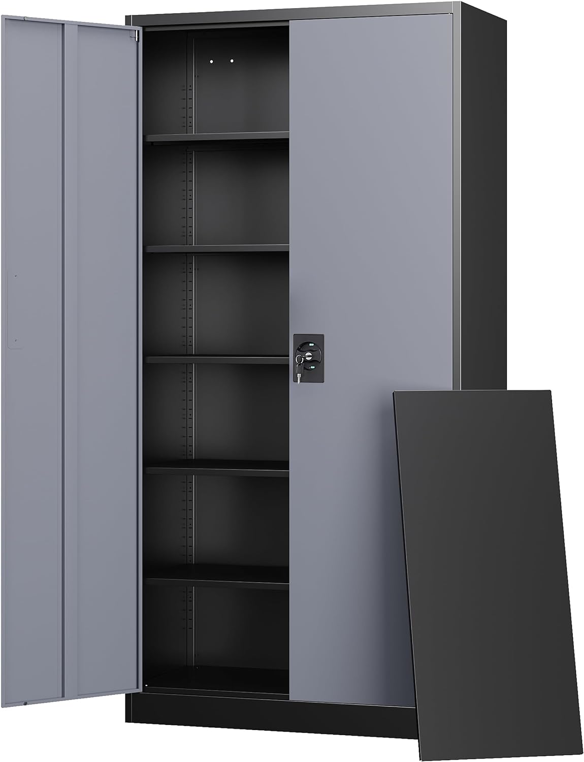 Letaya Metal Garage Storage Cabinets with Lock Door and Adjustable Shelves, Steel Tool Cabinets for Home,Office,Warehouse Organisieren (Black Grey, 72 H)