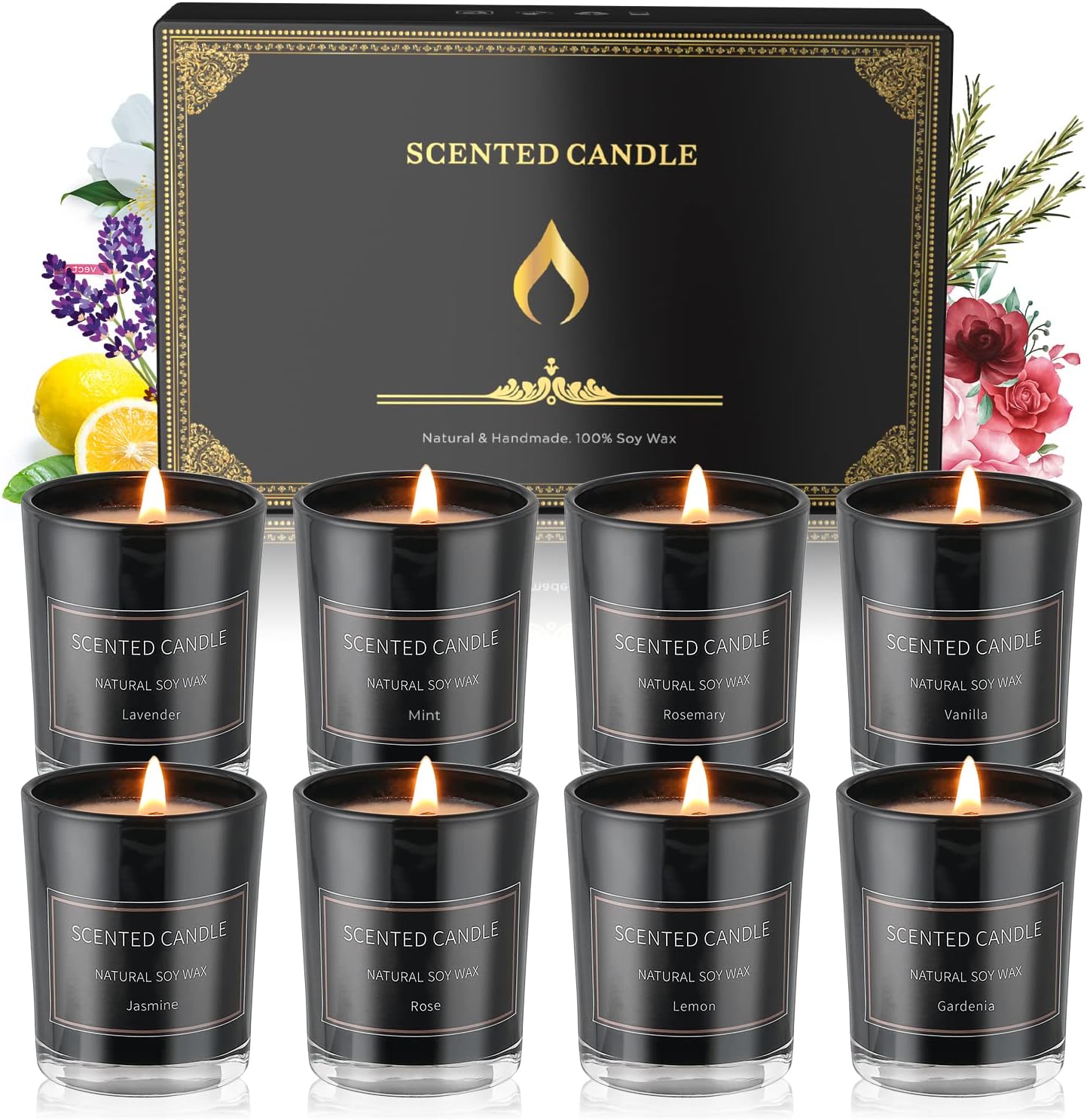Home Scented Candles, 8 Pack Aromatherapy Jar Candles Smoke-Free Strong Fragrance Long Lasting, 8 Fragrances Scented Candles Gift Set for Women, Perfect for Valentine Birthday Mother' Day Gift