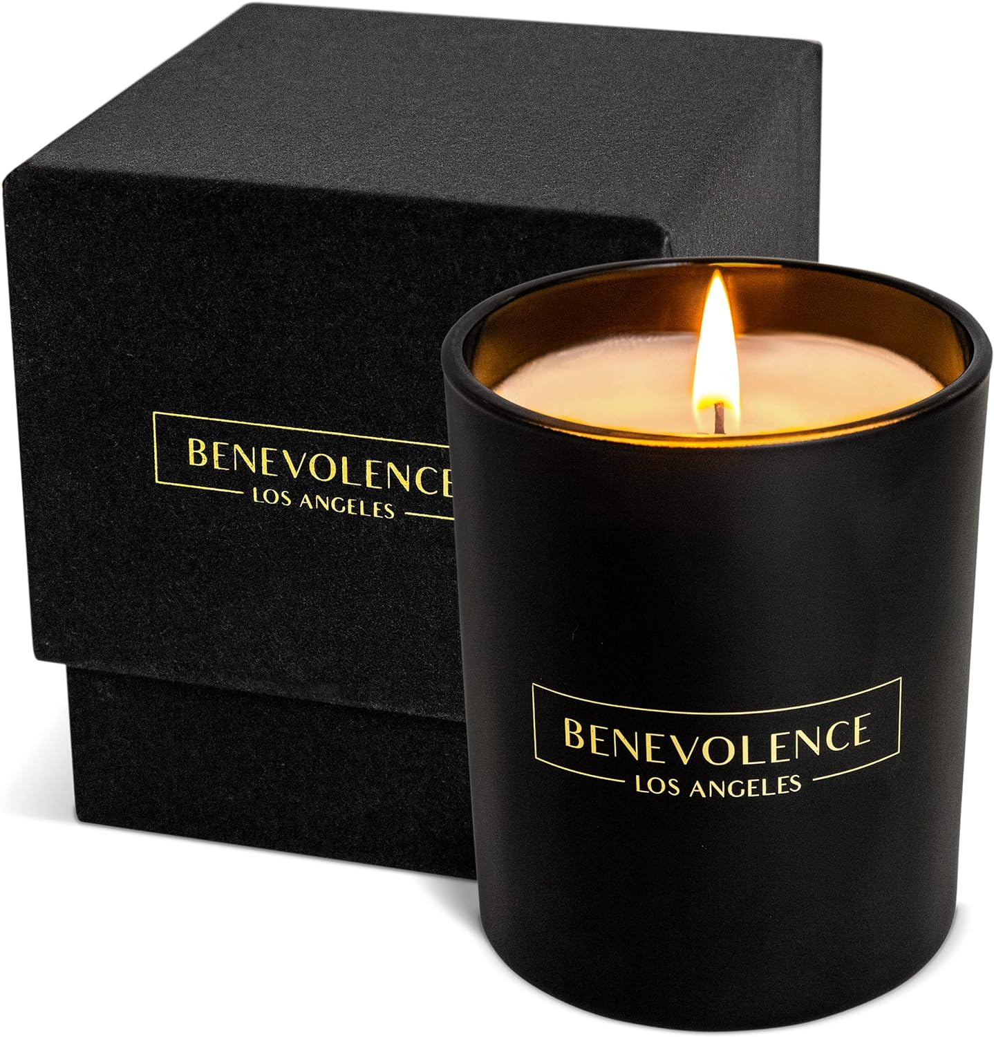 Benevolence LA Rose & Sandalwood Scented Candles | Jar Candle Black, 6 Oz Valentine Candles, Manly Indulgence Candles, Scented Candle for Men | Sandalwood Candles, Natural Candles for Women