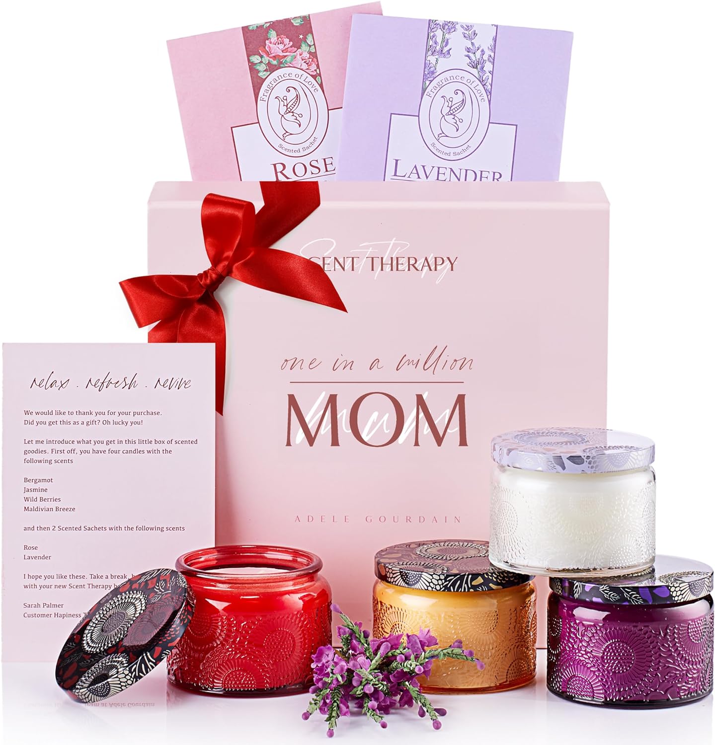 Scented Candle Gift Set for Mom - 4 Long Lasting Aromatherapy Candles in a Gift Box for Mother' Day or as Birthday Gift for Mothers - Personal Presents for Women - Mom Gifts Ideas from Daughter/Son