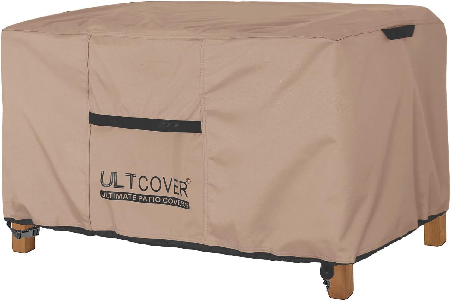 This cover is well made. Seams are reinforced. Has vent covers on side to allow my table to breathe. It is wind and wind proof. I have it on my deck near the ocean. We have constant wind and fog. Holding up great. It also has adjustable straps to secure it to the legs and additional cinch to tighten it up around the base to ensure that table wont get wet and cover wont fly off.