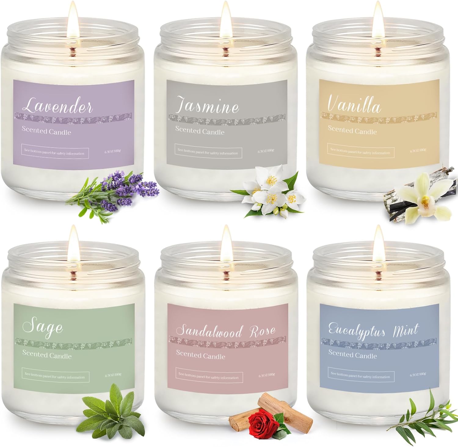 6 Pack Candles for Home Scented Aromatherapy Candles Gifts Set for Women, Lavender Candle, 37.8 oz 300 Hour Long Lasting Candles, Stocking Stuffers, Birthday, Valentine, Christmas, Anniversary Present