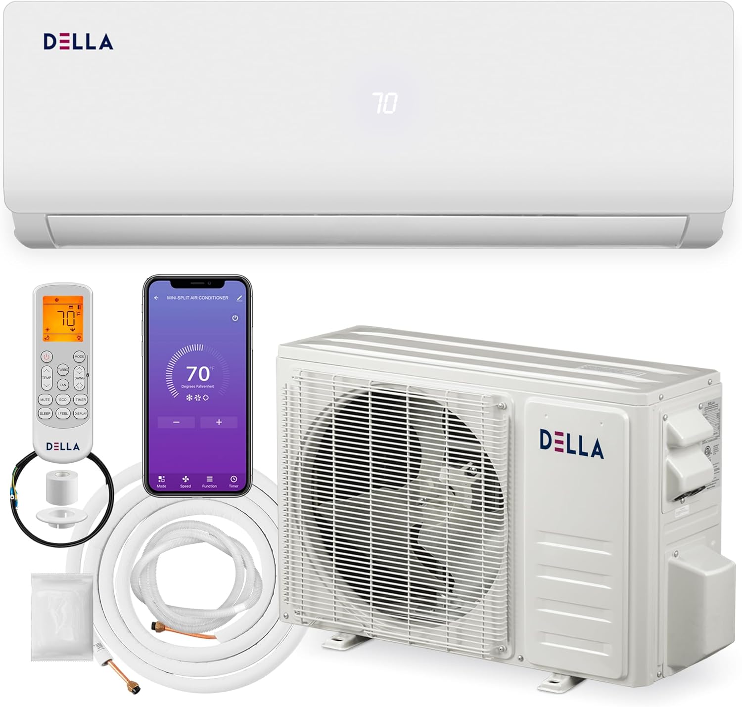 Della 9000 Btu Mini Split Ac Work With Alexa 19 Seer2 Cools Up To 400 Sqft 230v Wifi Enabled Ac 4038