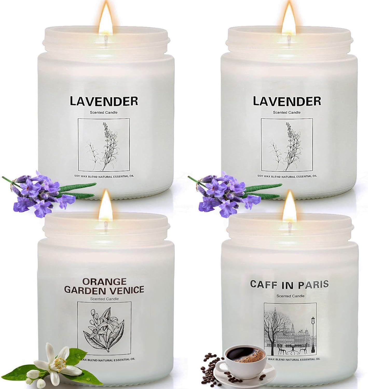 4 Pack Candles for Home Scented, Lavender Aromatherapy Candles Gifts Set for Women, 28 Oz 240 Hour Long Lasting Soy Candles for Home, Birthday, Valentine, Thanksgiving, Christmas, Anniversary