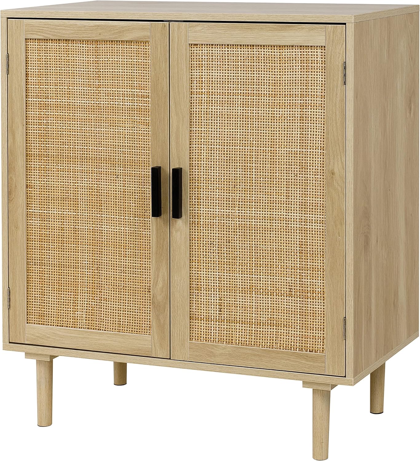 Finnhomy Sideboard Buffet Kitchen Storage Cabinet with Rattan Decorated Doors, Dining Room, Hallway, Cupboard Console Table, Liquor / Accent Cabinet, 31.5X 15.8X 34.6 Inches, Natural