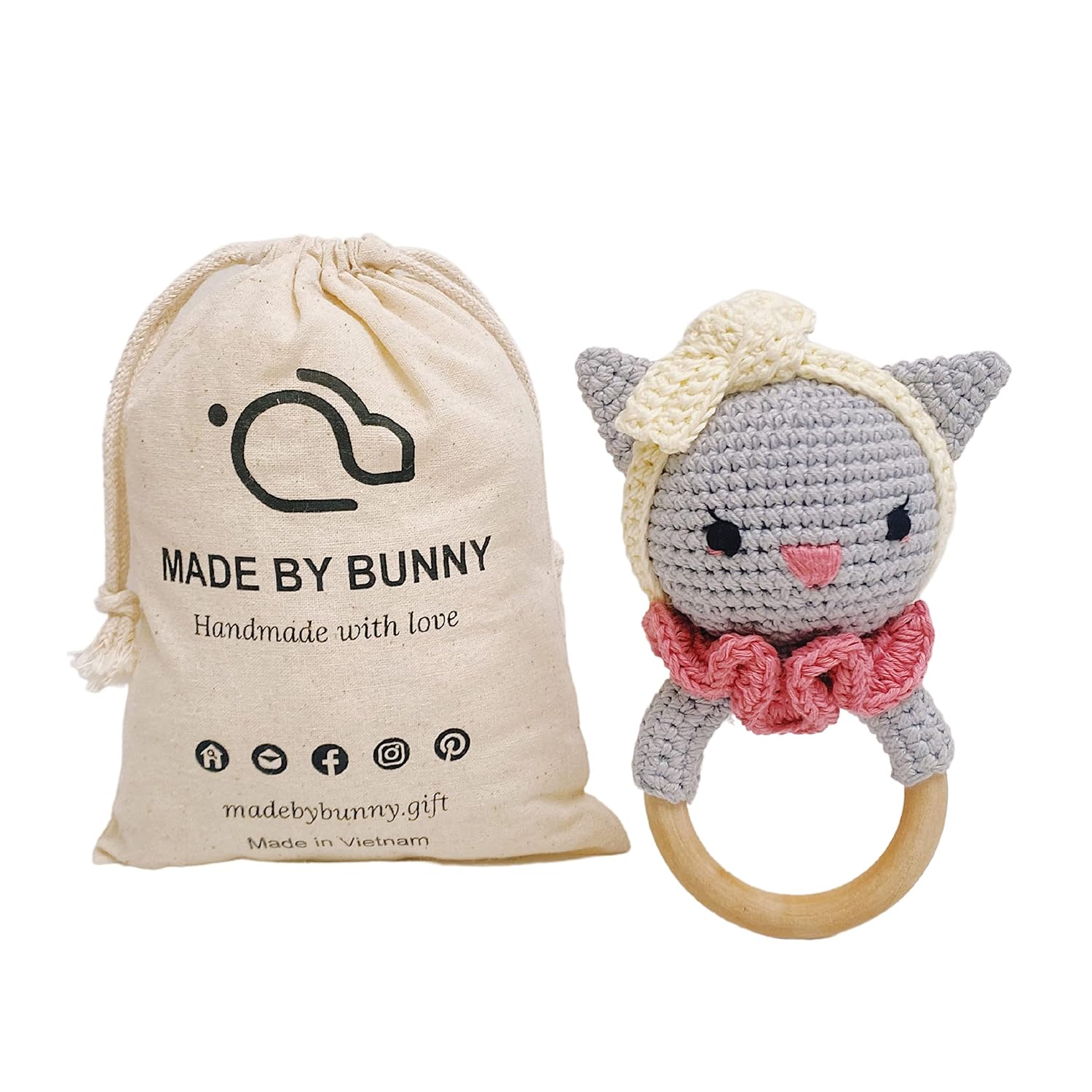 Bunny Tuban Cat Rattle Toy, Funny-Looking cat Friend for Children, Non-Irritant, no Odour Toy.