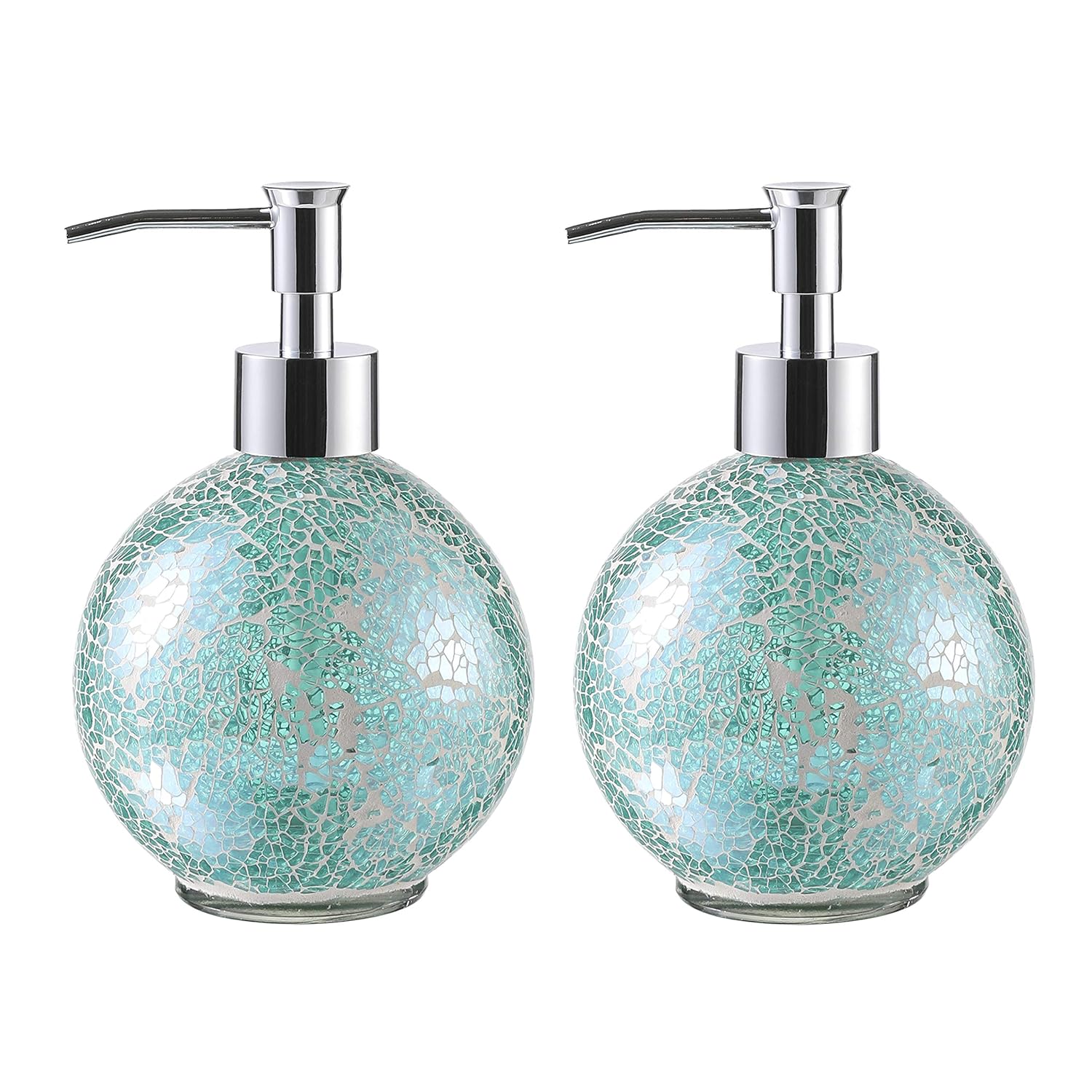 Bought as a replacement soap dispenser for an existing robins egg blue mosaic set that had a white metal top that was showing signs of corrosion from soap drips coming off the spout. That exact pump was available on Amazon from another seller but Im so glad I gambled these would match close enough and eliminate the issue. They both arrived safely in the most secure and cushiony inside packaging I have ever seen! Excellent design, quality and care. I give a lot of things 4/5 stars, but if I cou