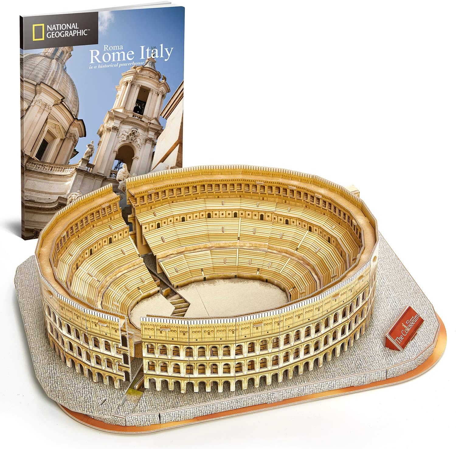 CubicFun National Geographic 3D Puzzle for Adults Kids Rome Colosseum Jigsaw Italy Architecture Model Kits DIY Toys with Booklet Easter Gift for Boys Girls Age 10+, 131 Pieces