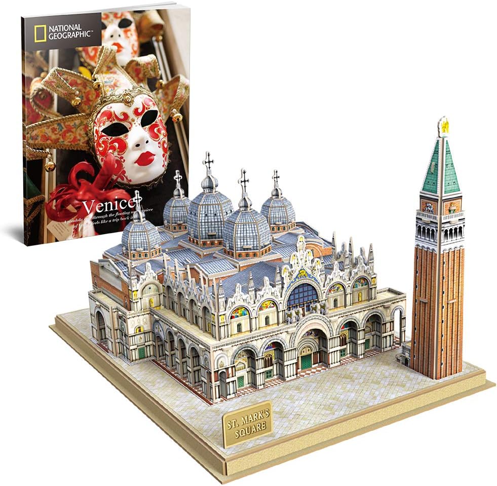 CubicFun 3D Italy Puzzles Models Architecture Kits for Adults and Kids,with National Geographic Booklet for Venice St.Mark' Square