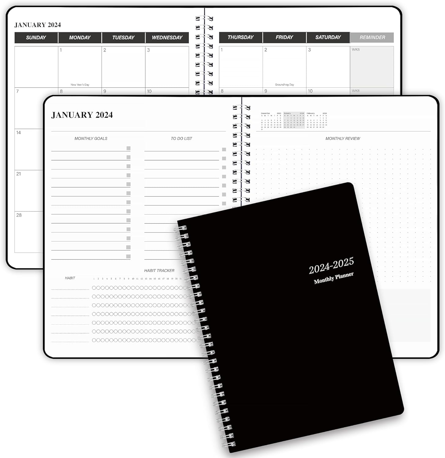 Monthly Planner 2024-2025 Calendar Organizer 7.4x 9.4 with Monthly Goals, To-Do List, Hatbit Tracker, Monthly Review & Summary, 24 Monthes from Jan 2024 to Dec 2025 for Planning